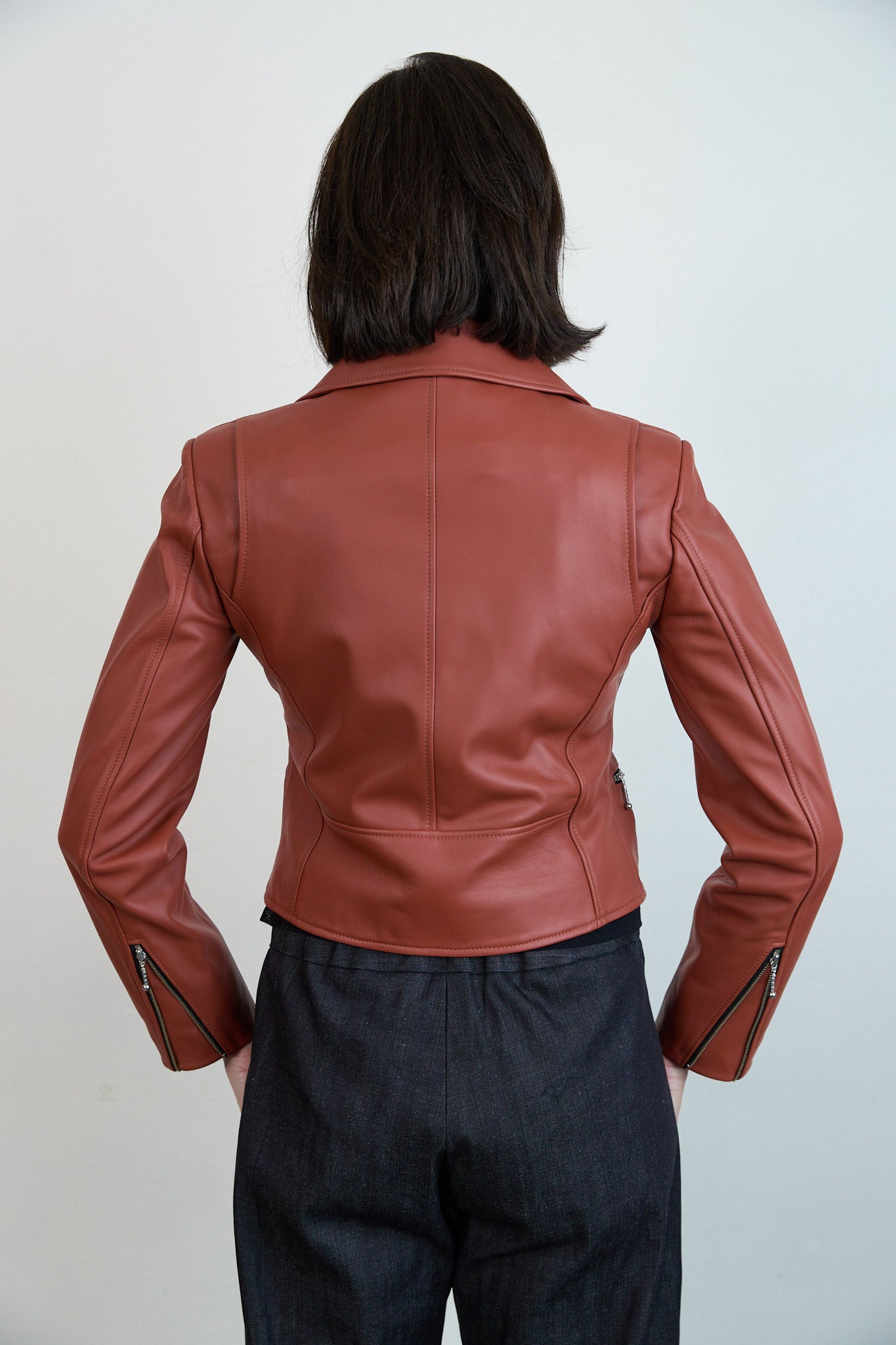 Leather Biker Jacket Rust