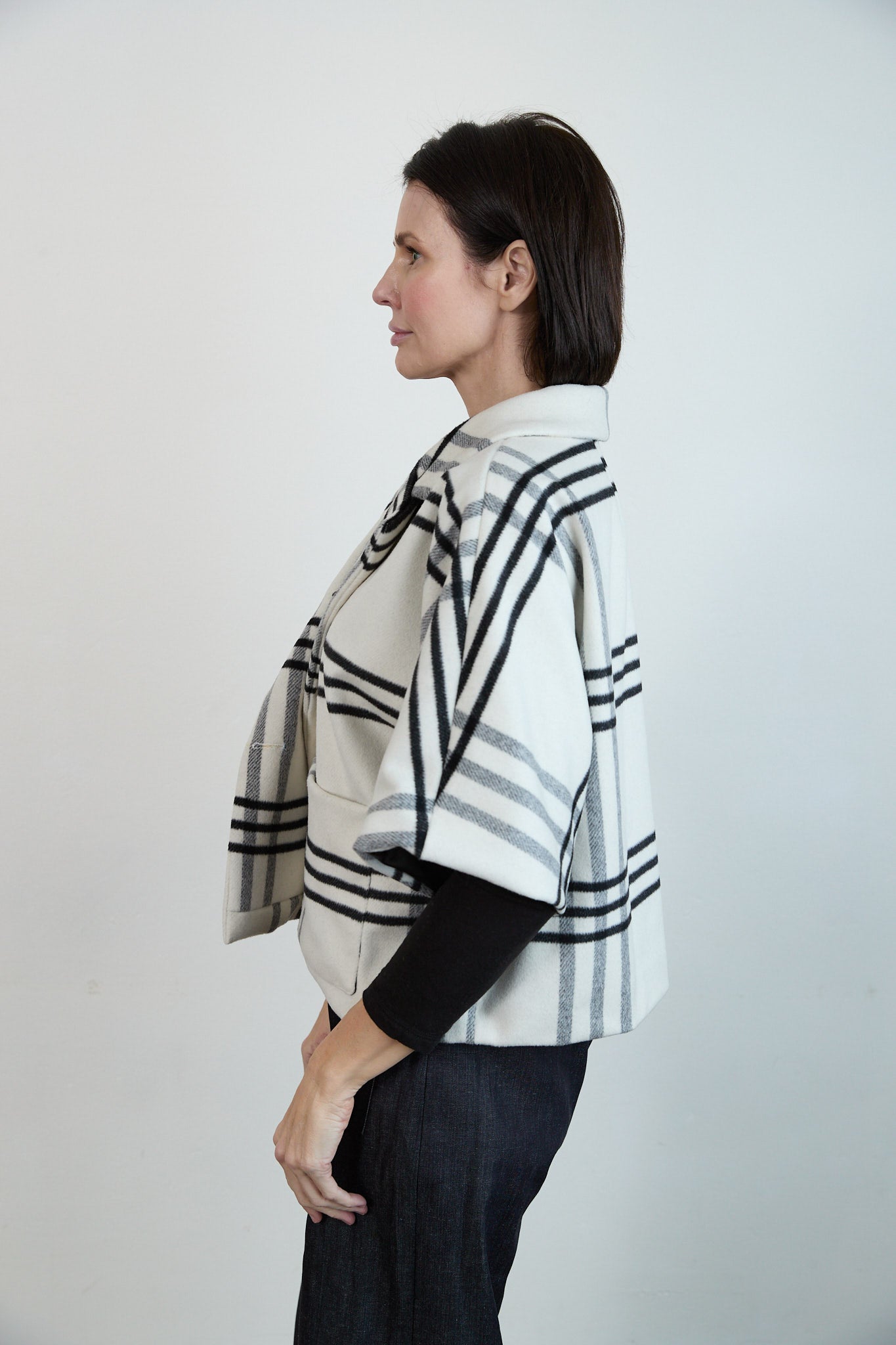 Patch Shortie Coat Black and White