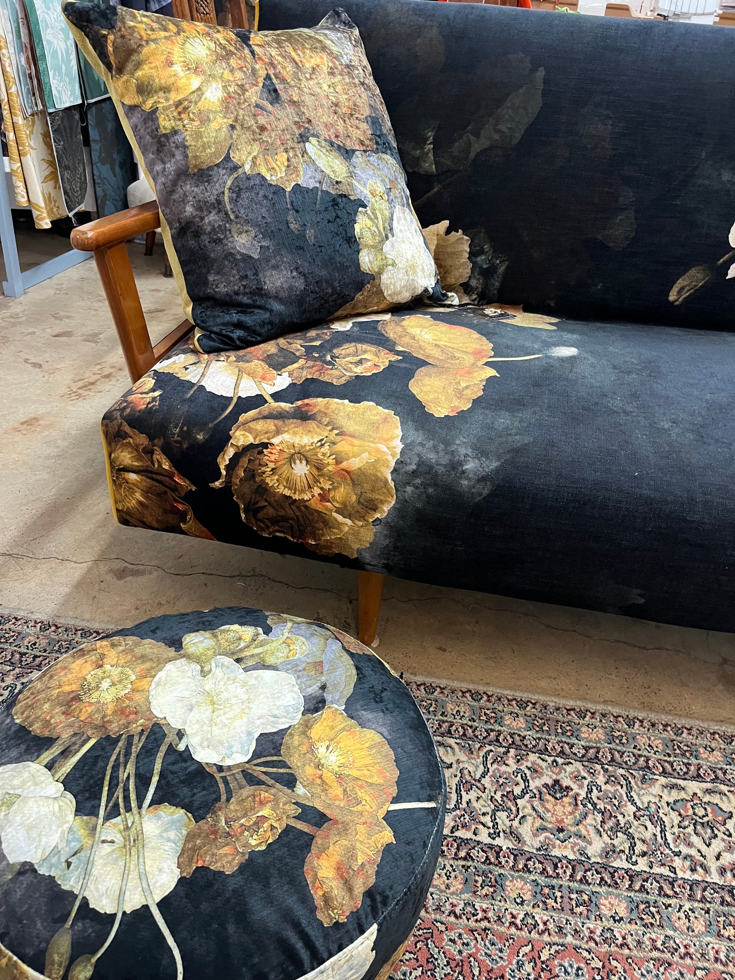 MS CHIEF DESIGNS Chenille Cushion in Sulphur Poppies