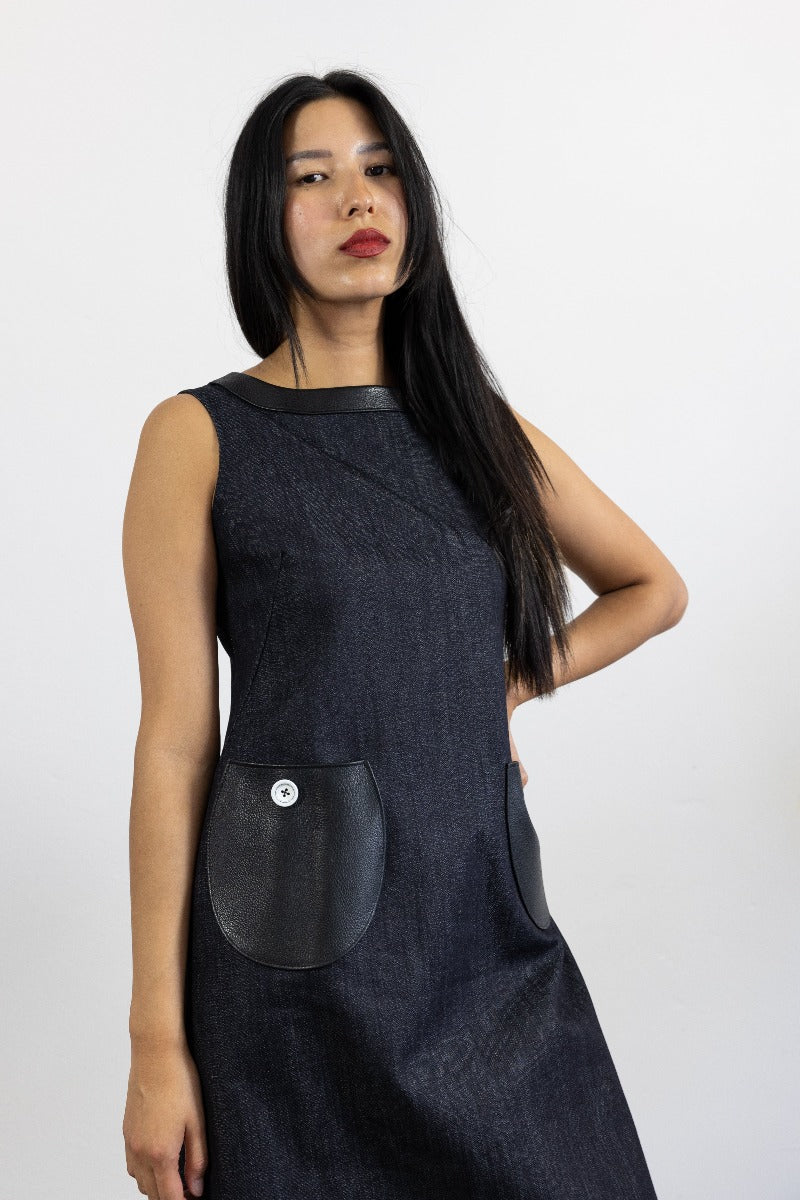 Audrey Linen and Leather Dress