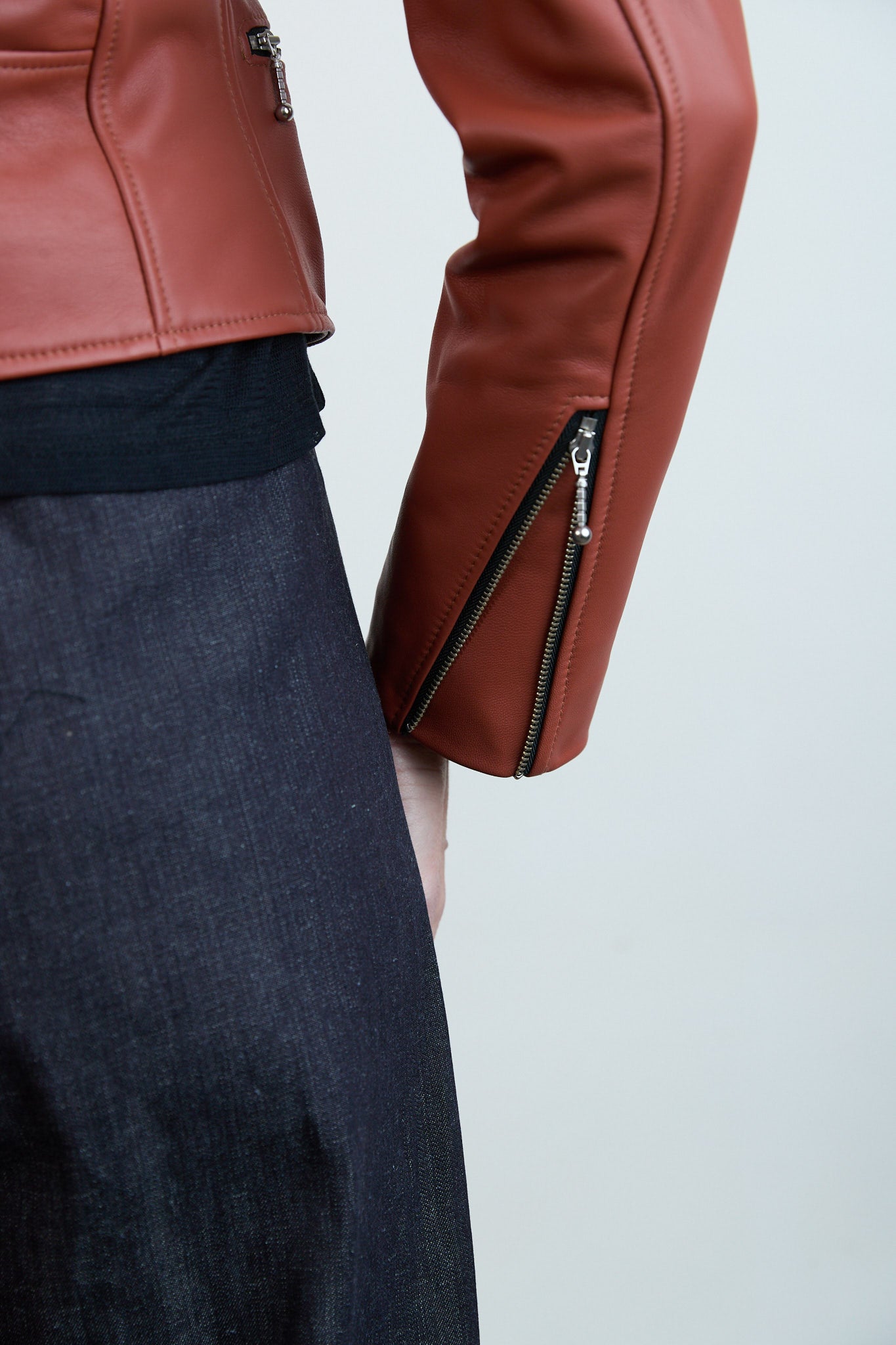 Leather Biker Jacket Chocolate brown