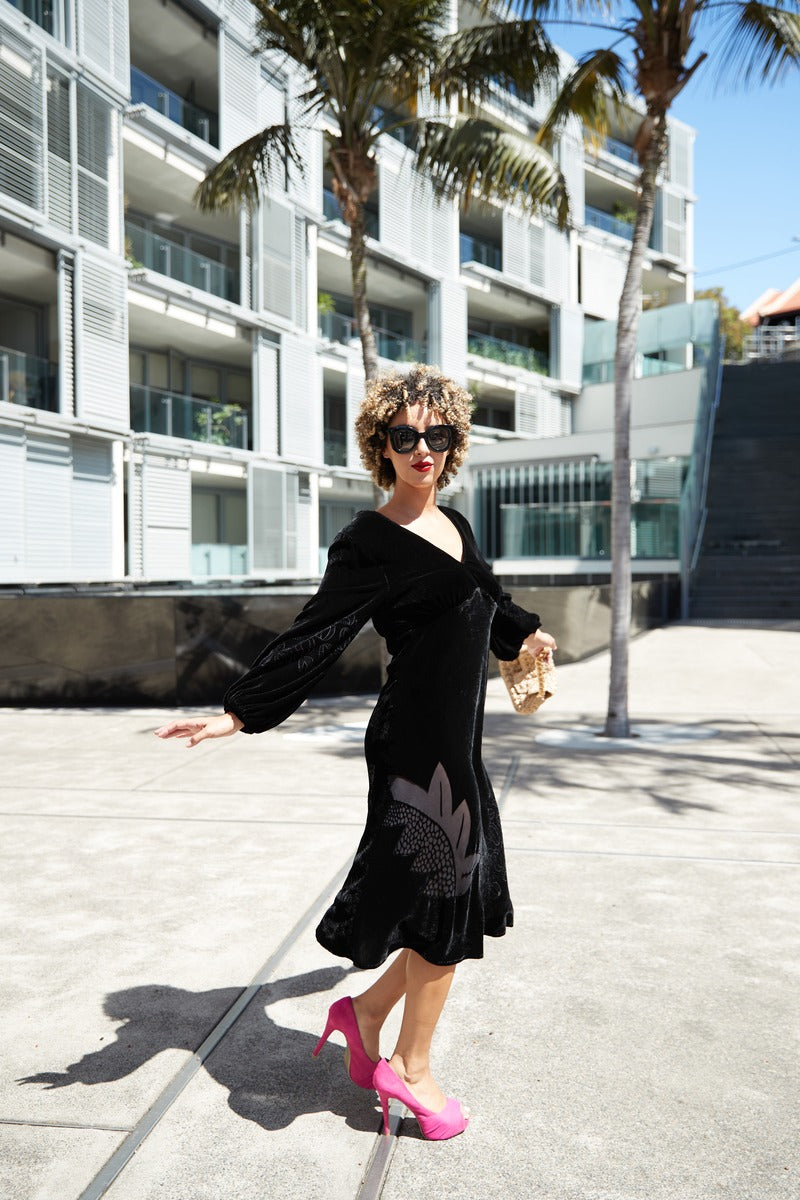 SYLVIA RILEY Rose Devore velvet dress