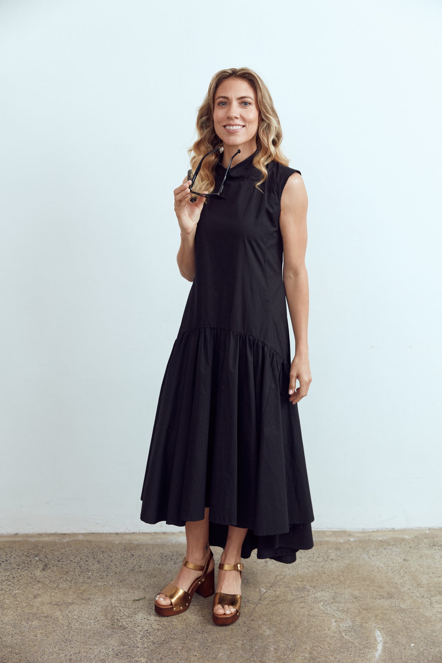Viera Dress-black poplin