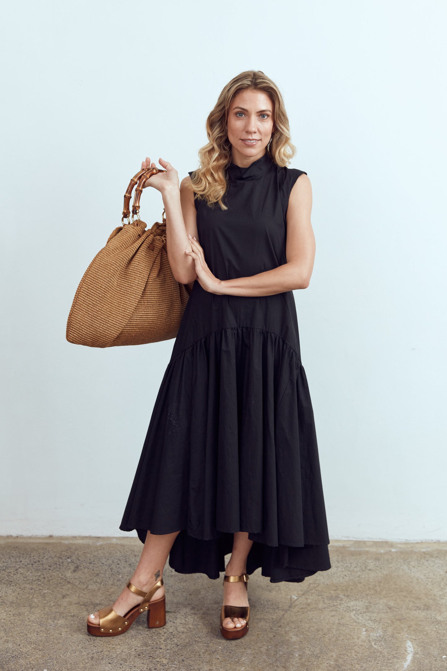 Viera Dress-black poplin