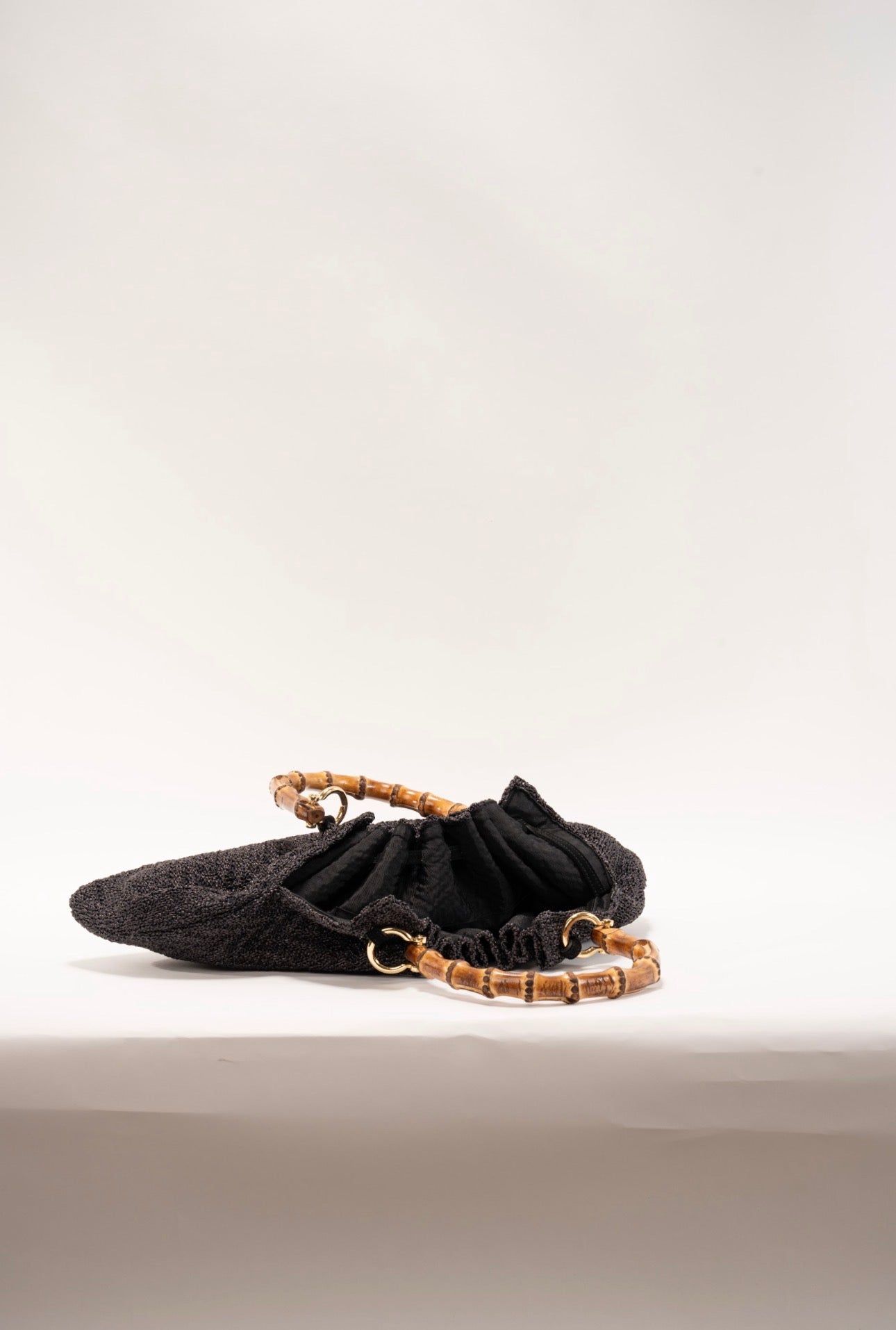 BIDINIS Caterina Medium Raffia Shopping Bag Textured Black