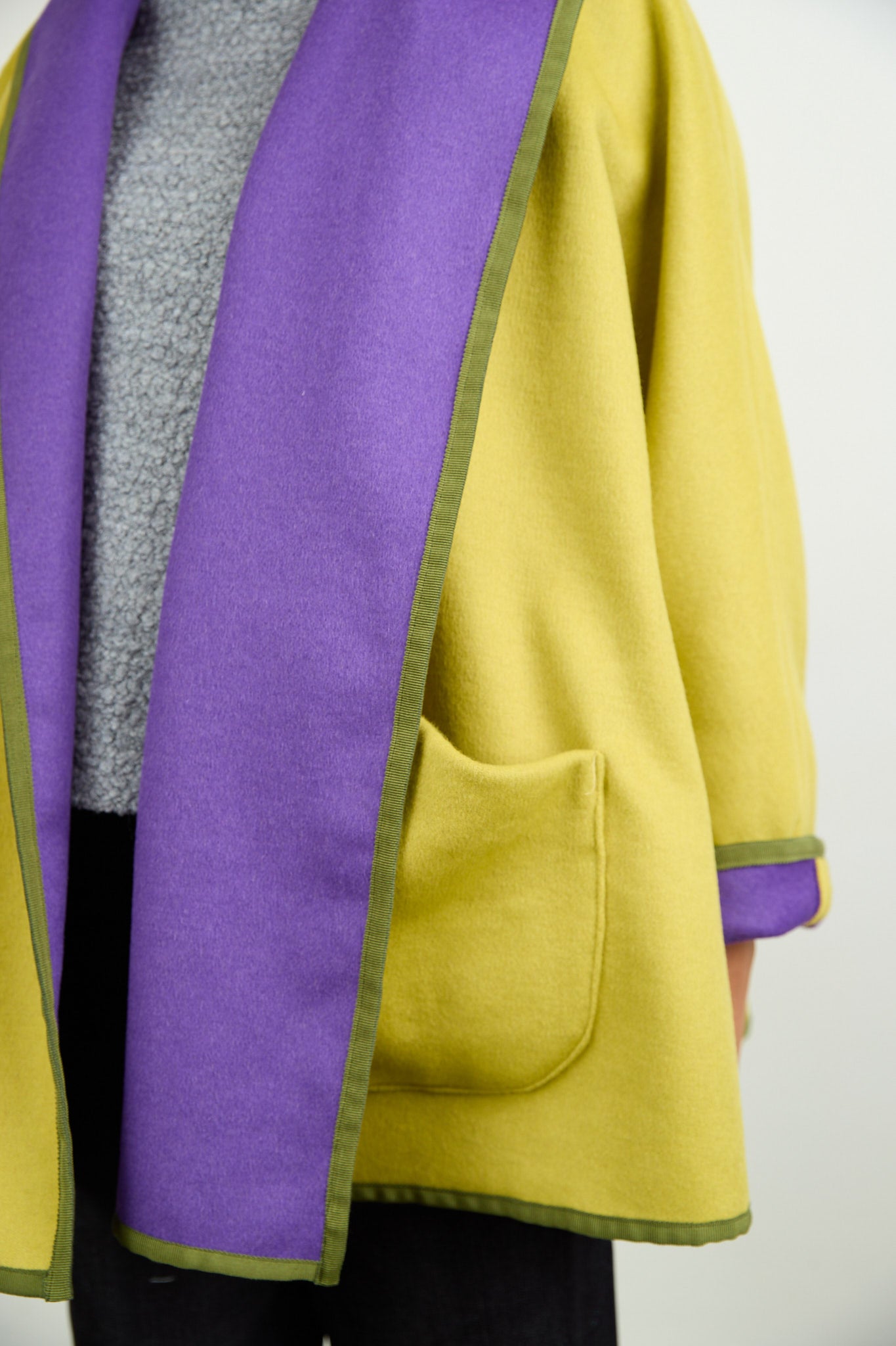 Rita Reversible Wool Coat Chartreuse/Purple
