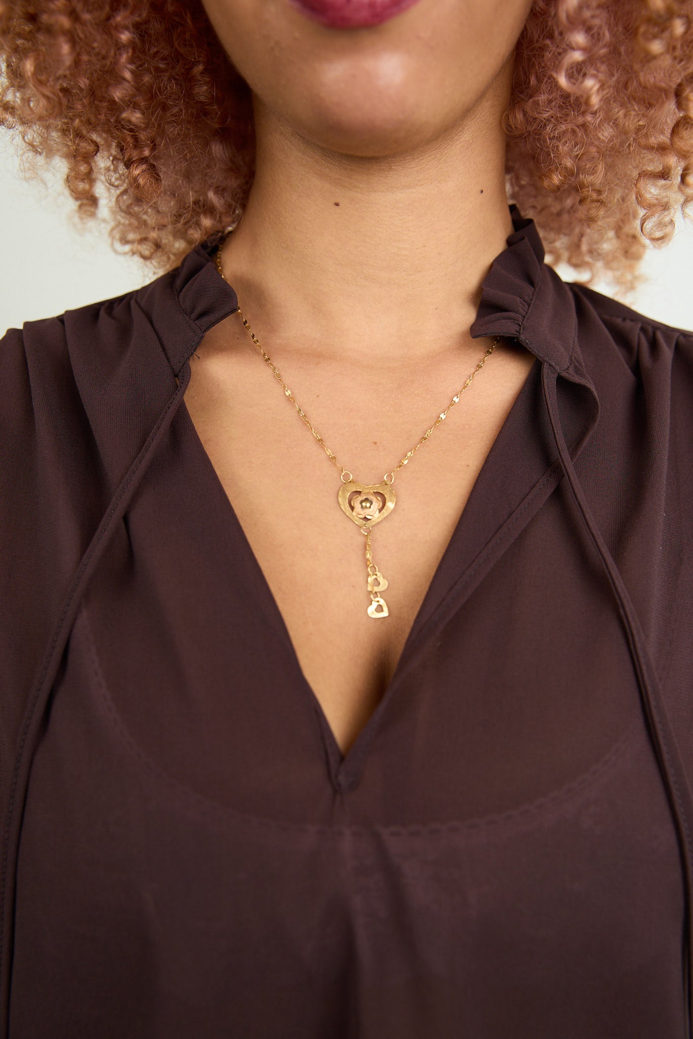 SYLVIA RILEY Aurora Silk Georgette Shirt chocolate