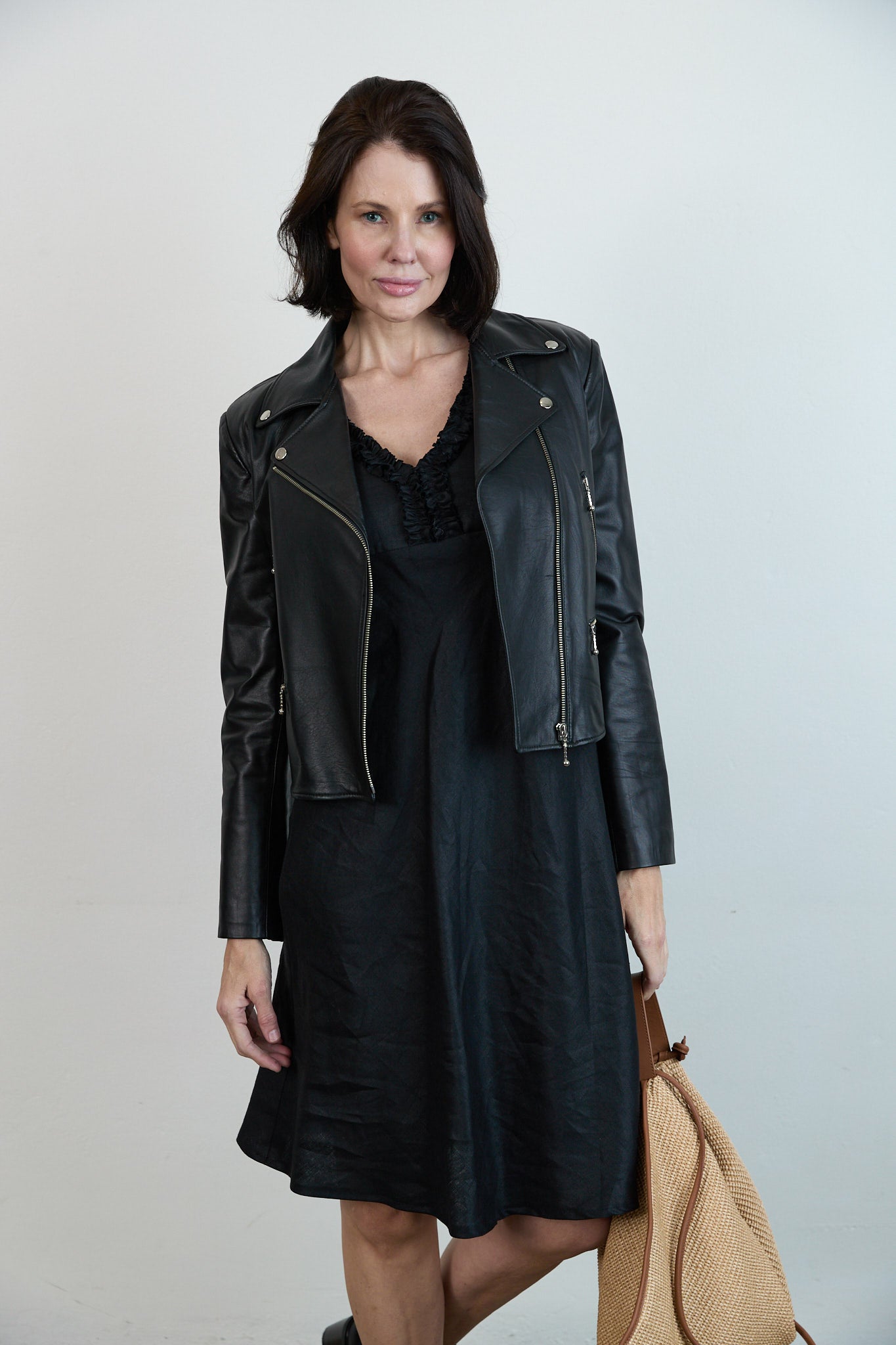 Leather Biker Jacket Chocolate brown