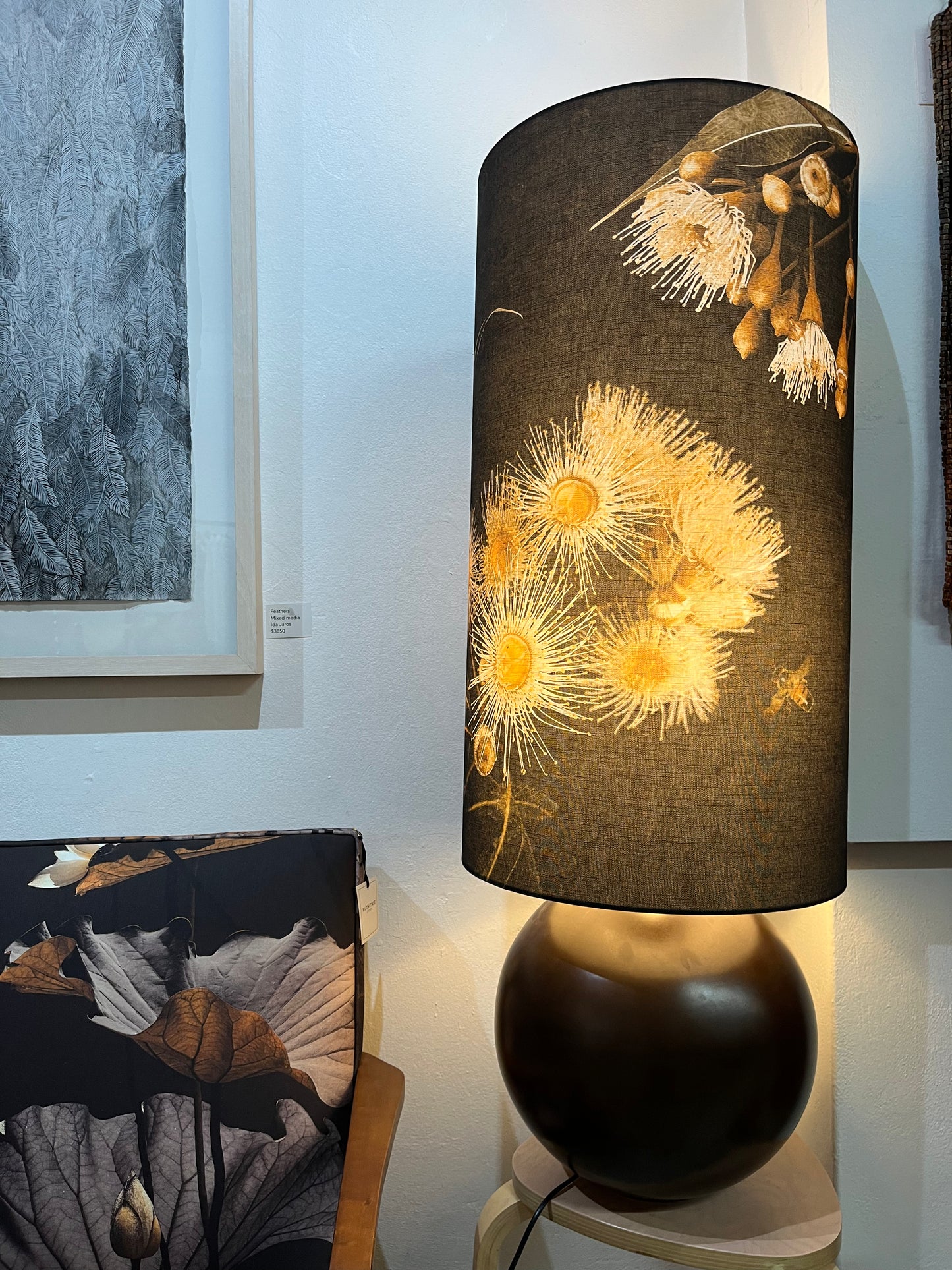 MS CHIEF DESIGNS Large Brown Sphere Lamp with Tall Kalypto Oxide Shade