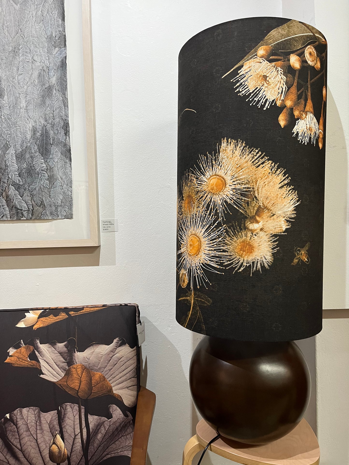 MS CHIEF DESIGNS Large Brown Sphere Lamp with Tall Kalypto Oxide Shade