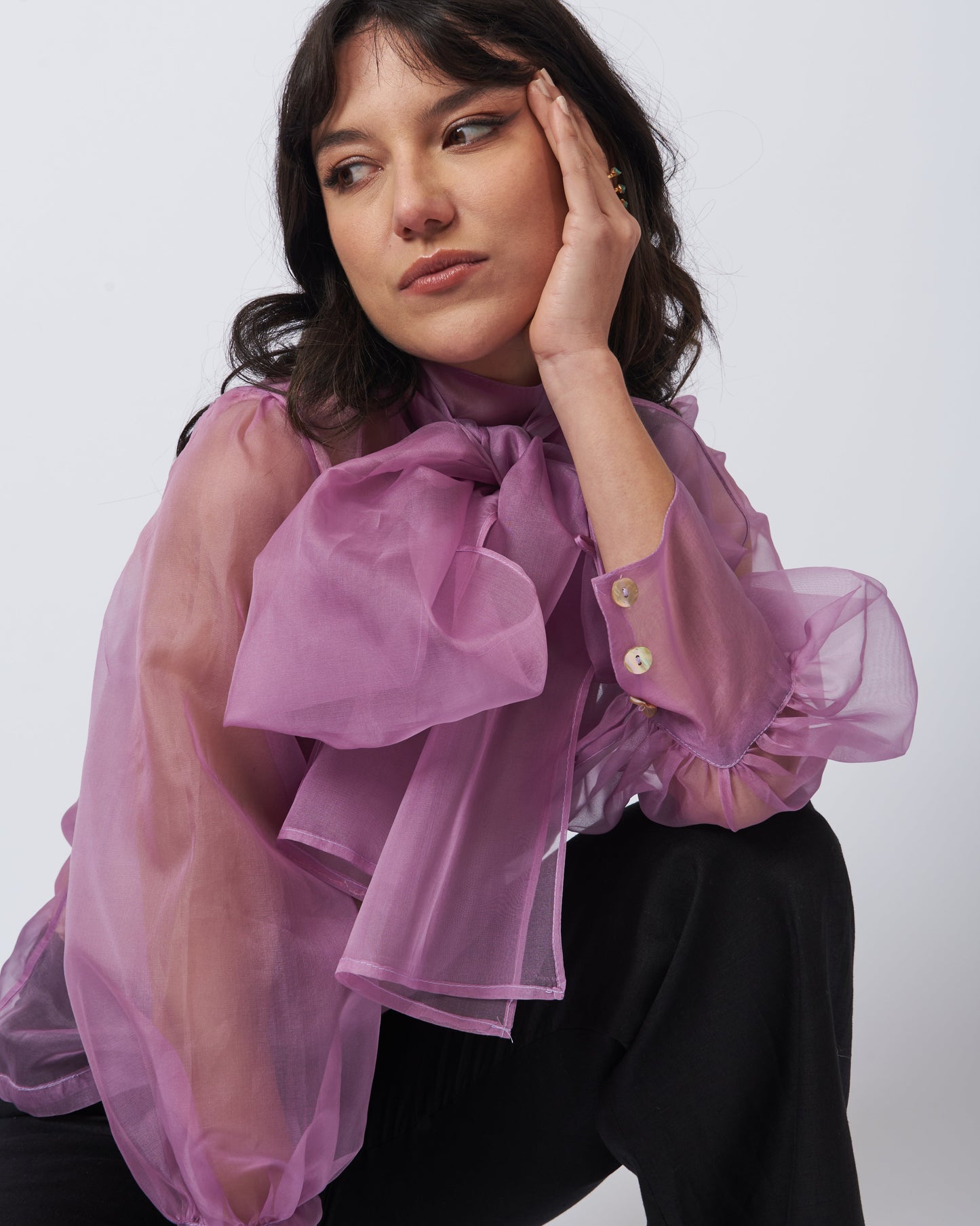 Raven Silk Organza Top