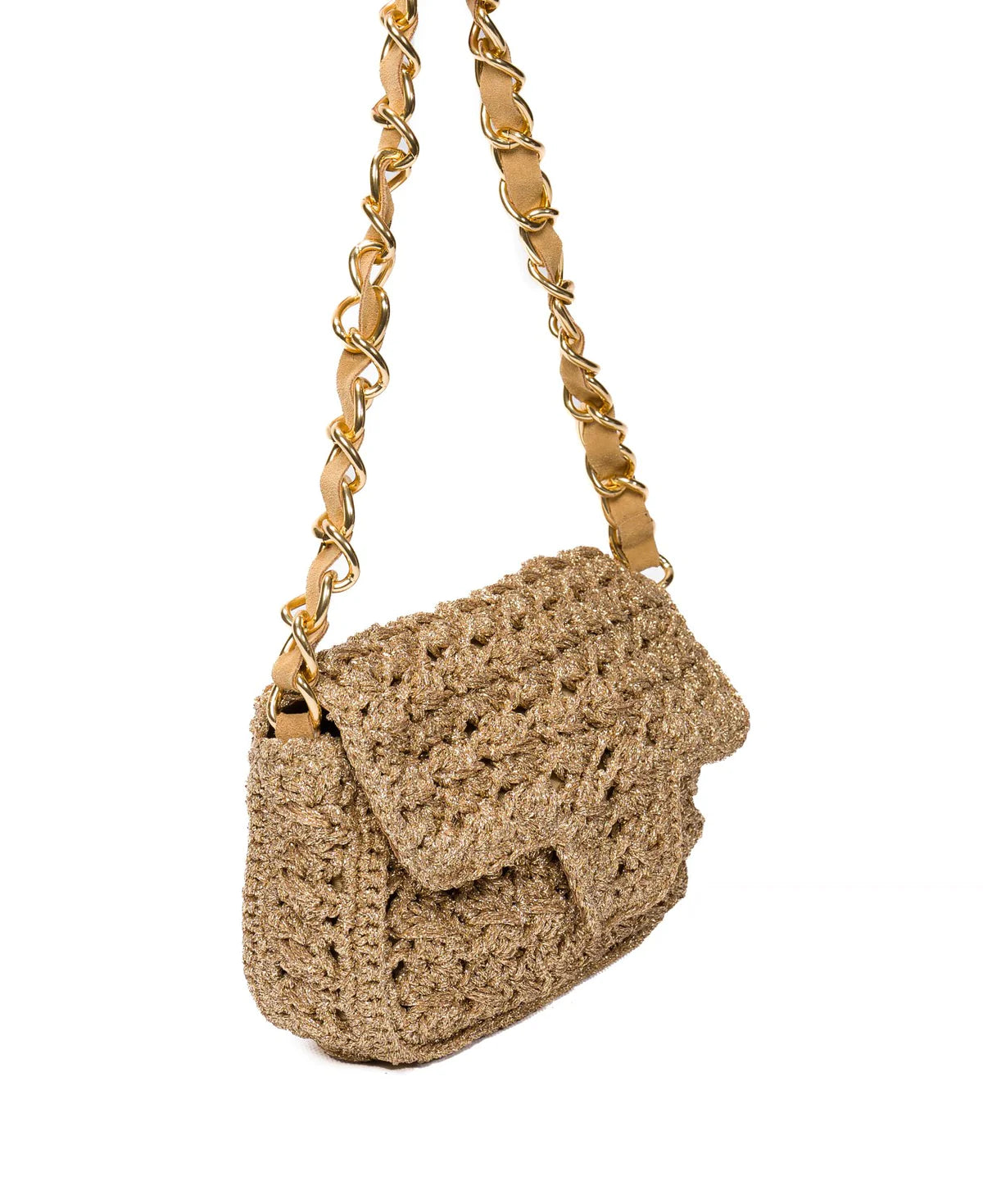 BIDINIS Lucrezia Lurex Small raffia crochet handbag