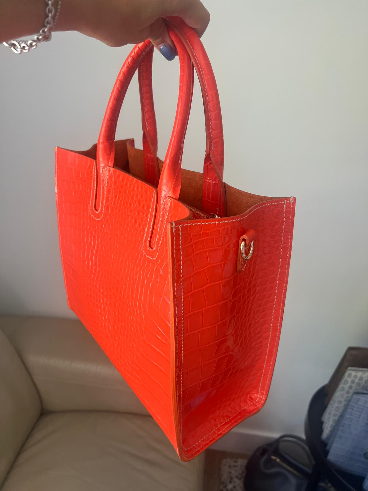 BIDINIS Florence Croco Tote Azure