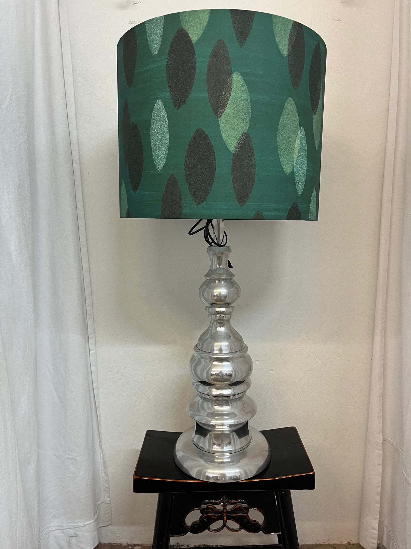Lamp-ZYNSKA TEXTILES large chrome base/River Stones shade