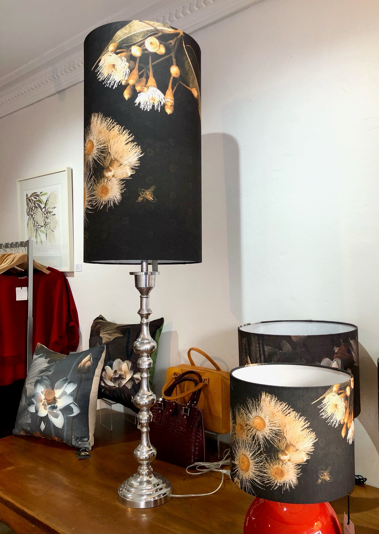 MS CHIEF DESIGNS Large Candlestick Lamp with Tall Kalypto Oxide Shade