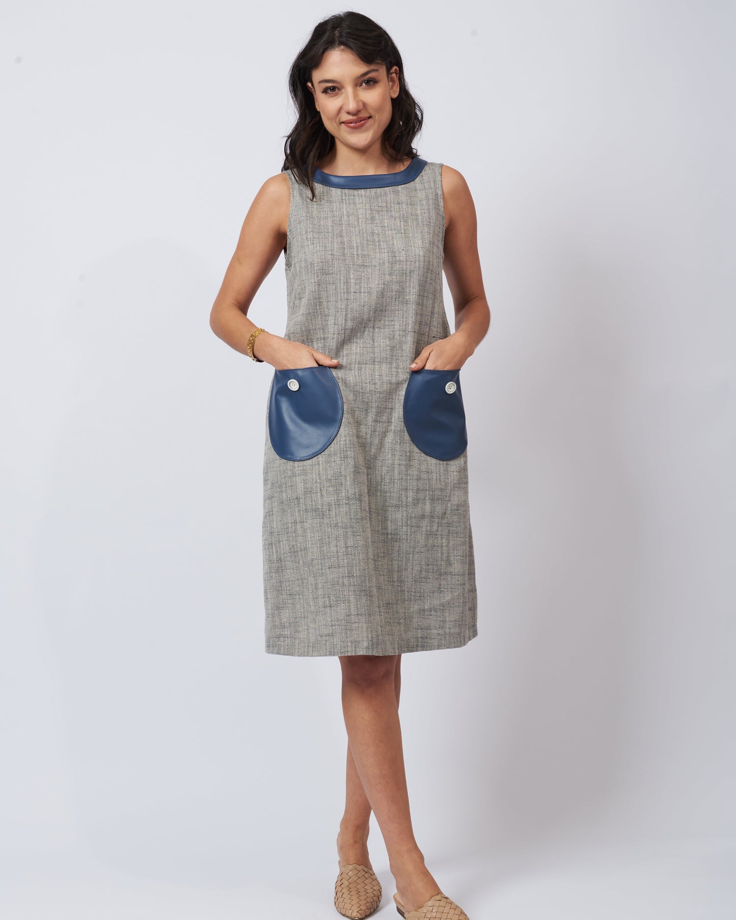 Audrey Linen and Leather Dress
