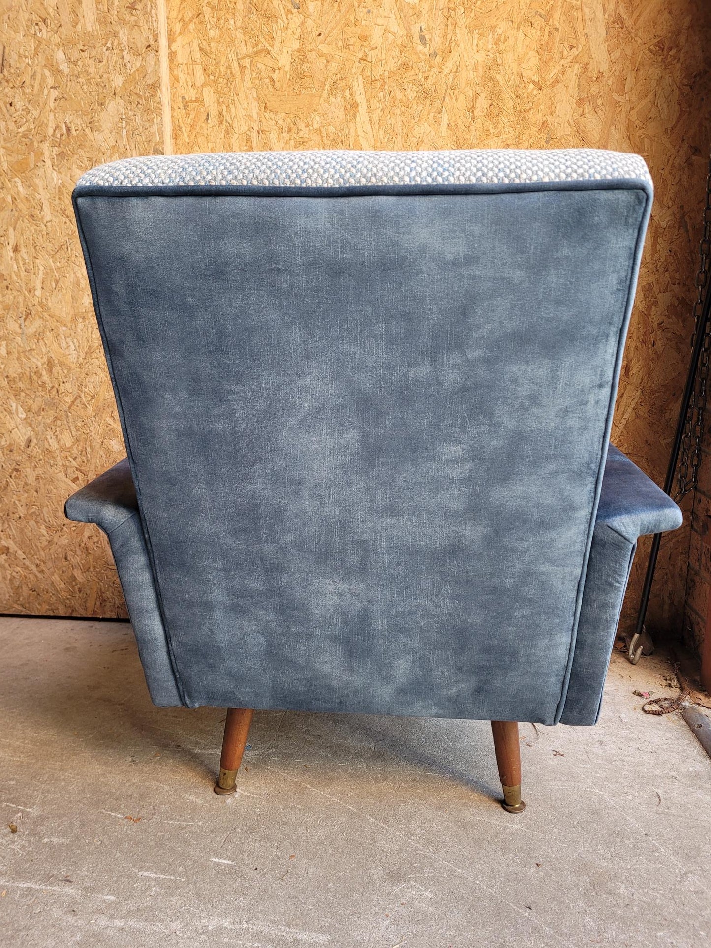 1970s Armchair in Velvet and Tweed