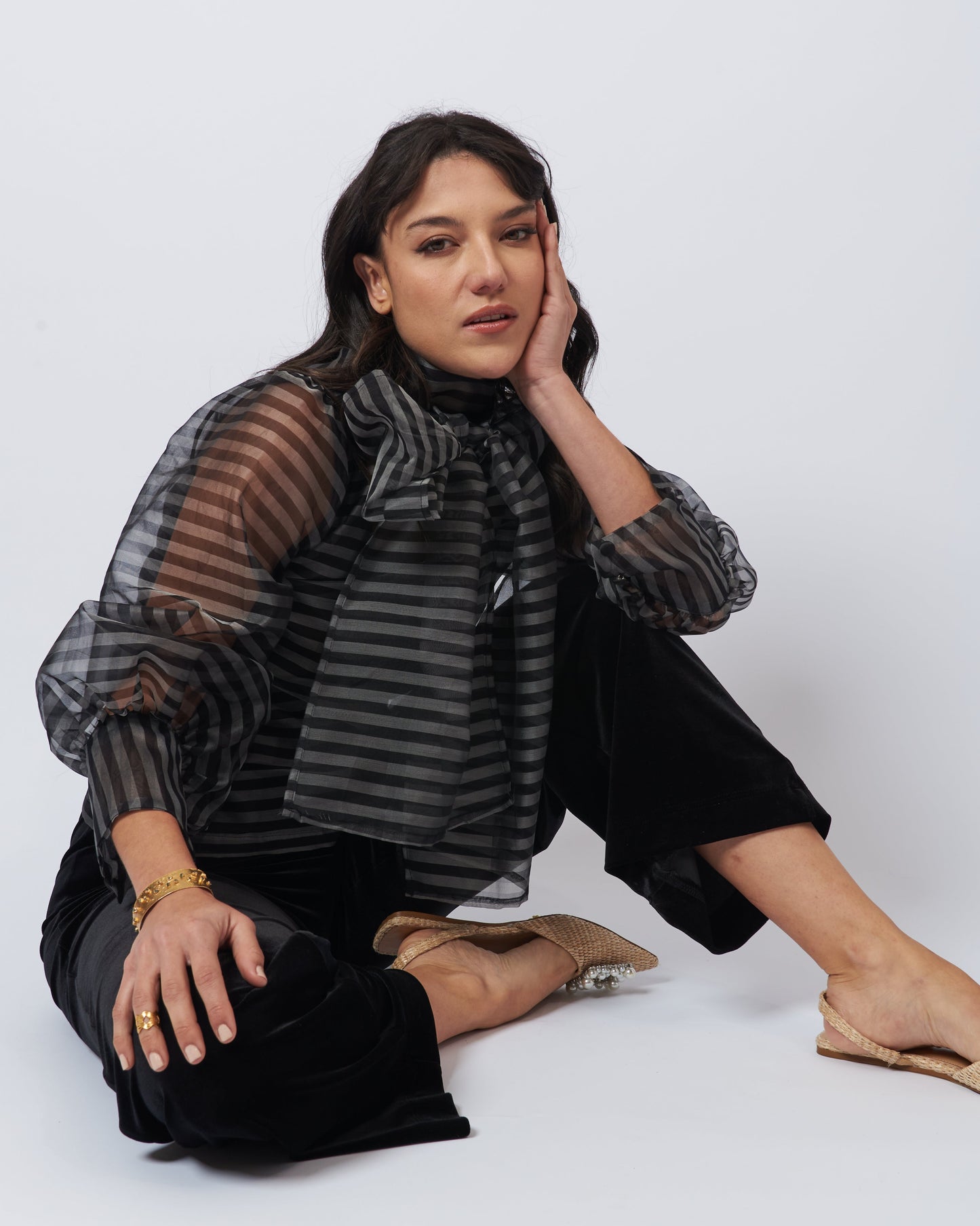 Raven Silk Organza Top