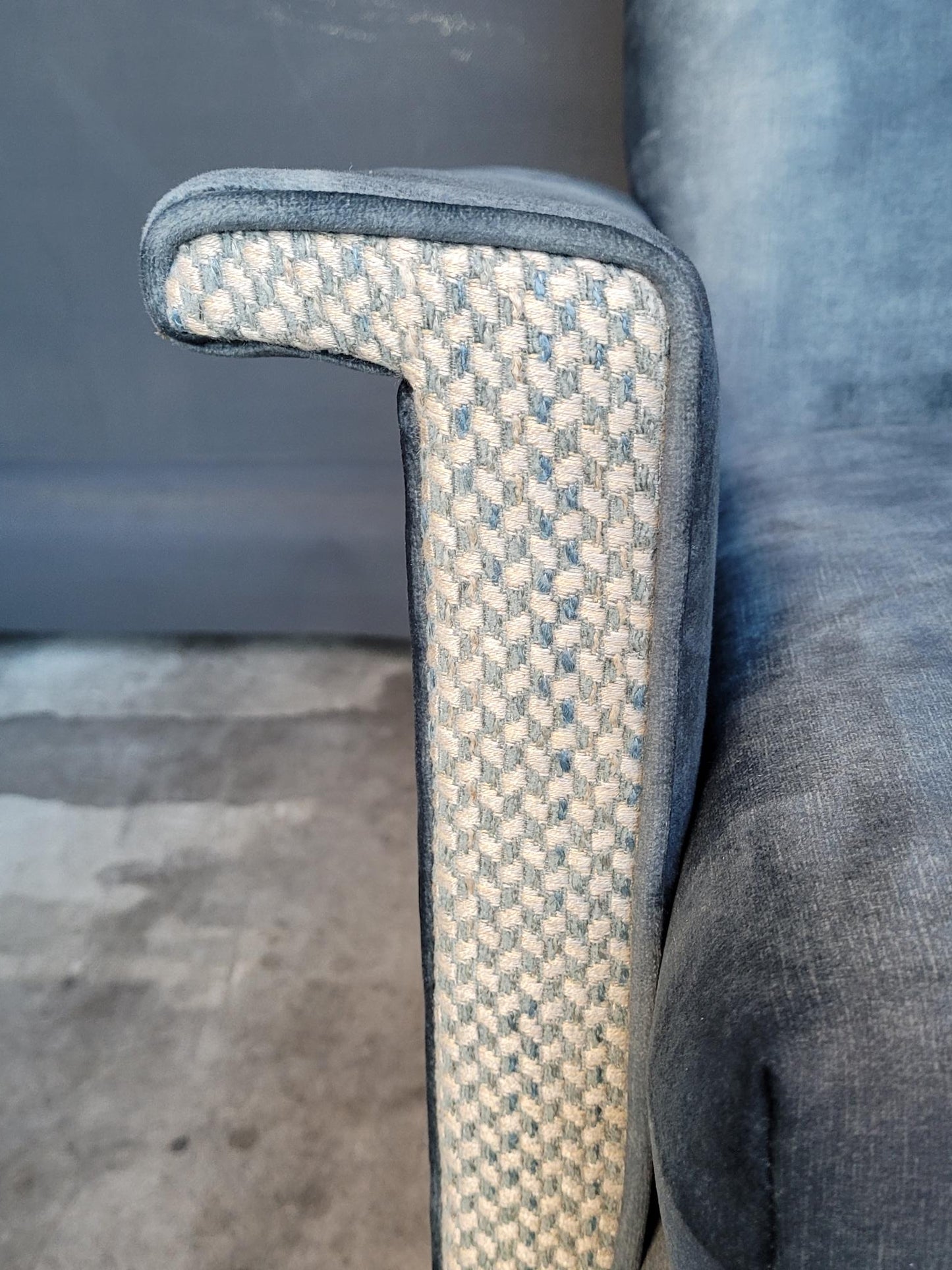 1970s Armchair in Velvet and Tweed