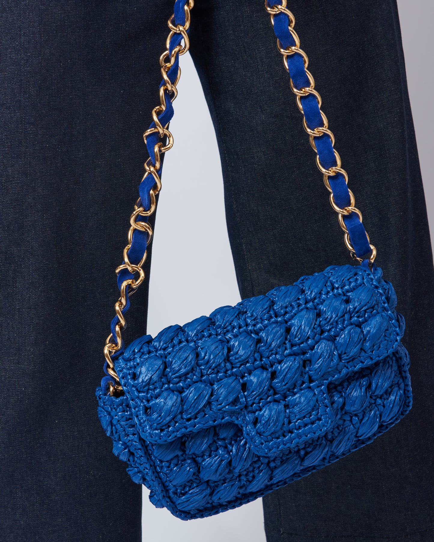 BIDINIS Lucrezia Small Raffia Shoulder Bag