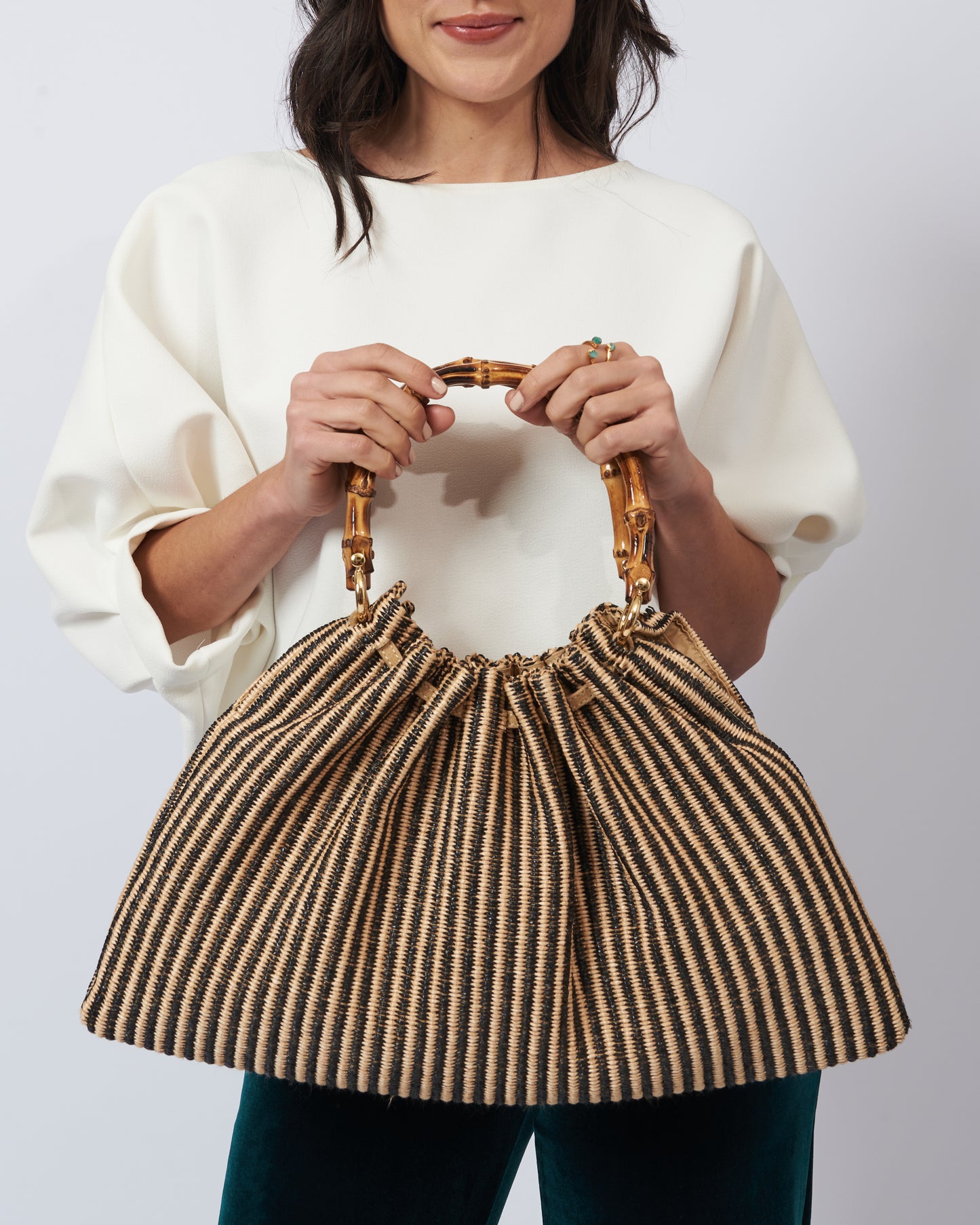BIDINIS Caterina Medium Aztec Raffia Shopping Bag
