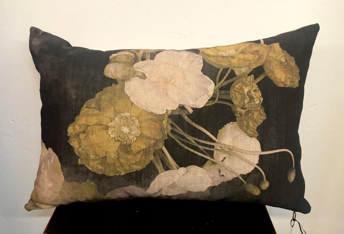 MS CHIEF DESIGNS Linen Cushion in Sulphur Poppies