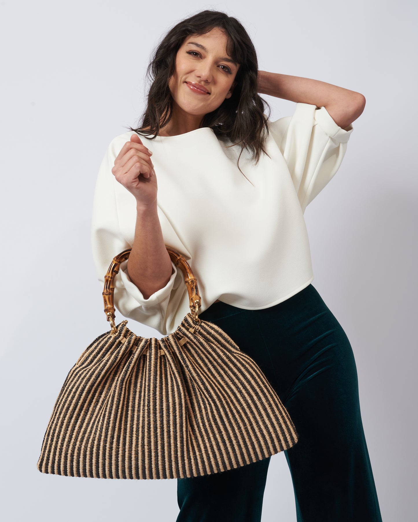 BIDINIS Caterina Medium Aztec Raffia Shopping Bag