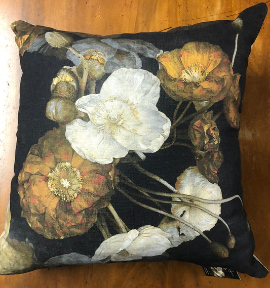 MS CHIEF DESIGNS Linen Cushion in Sulphur Poppies