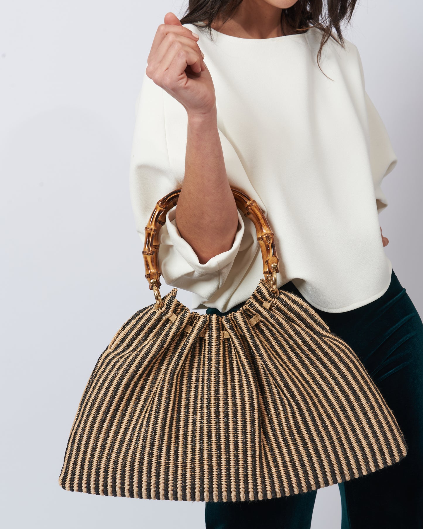 BIDINIS Caterina Medium Aztec Raffia Shopping Bag