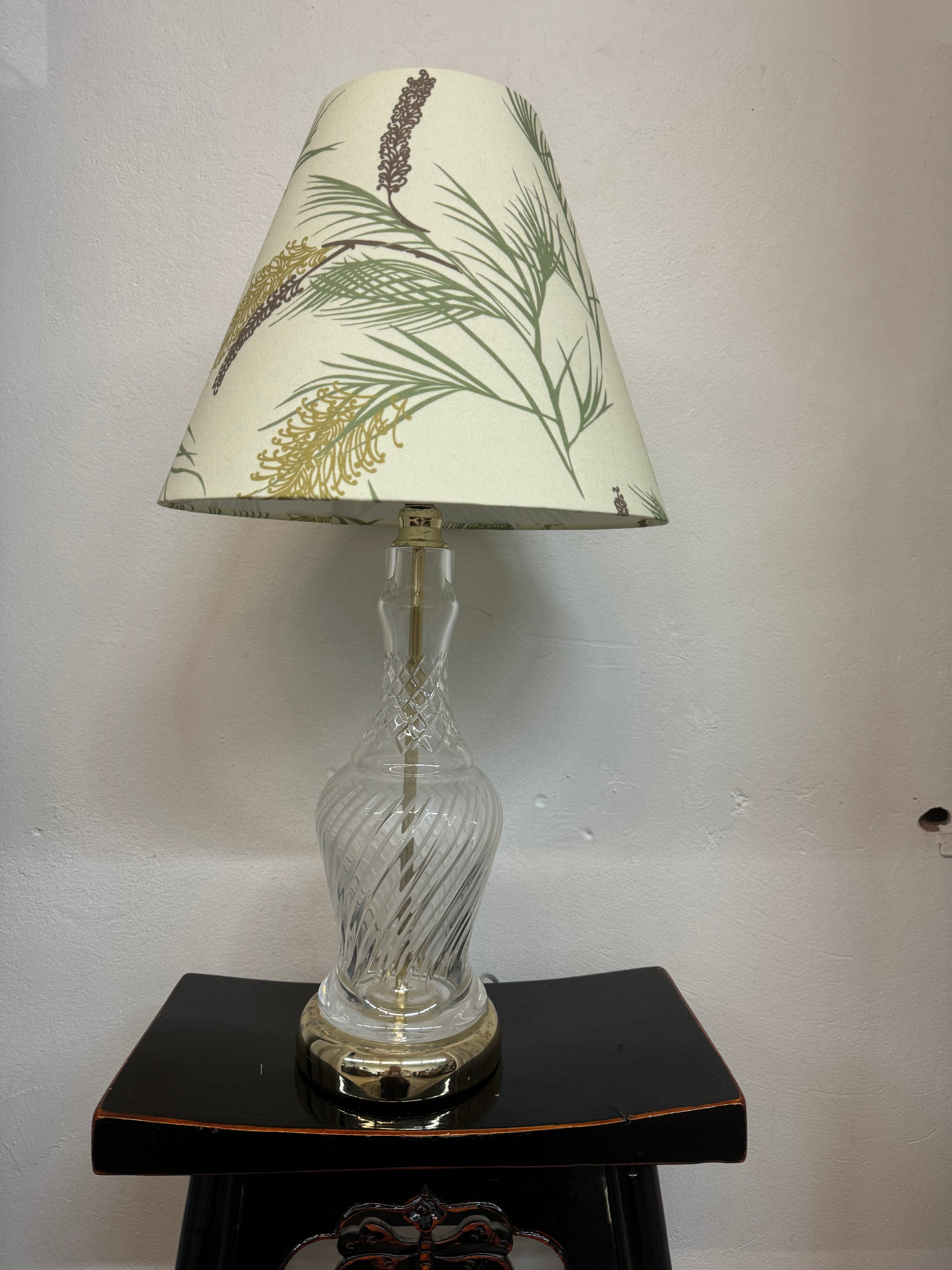 Lamp-Crystal base with Zynska Grevillea shade in cream