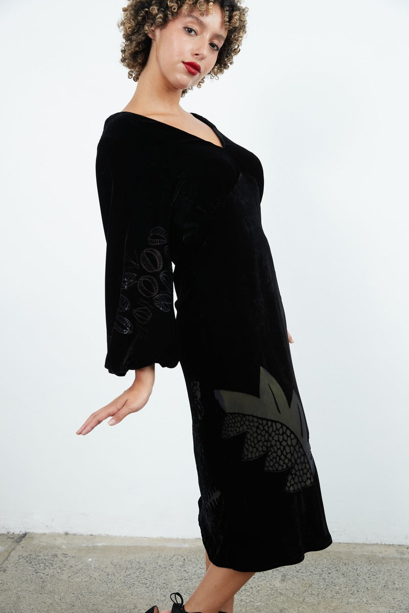 SYLVIA RILEY Rose devore velvet dress