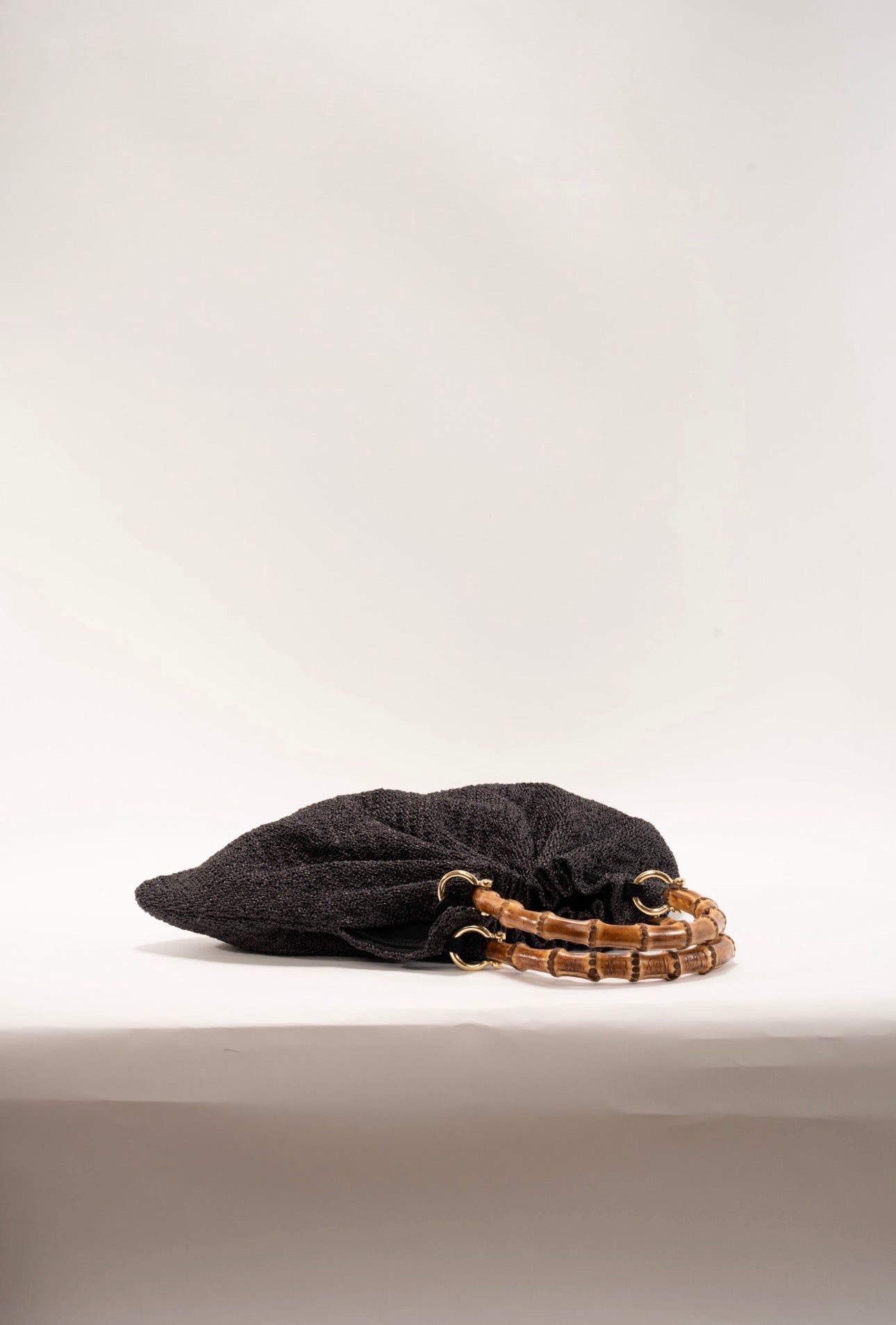 BIDINIS Caterina Medium Raffia Shopping Bag Textured Black