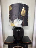 LAMP black ceramic with Lotus Field shade