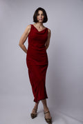 Clarabelle Silk Velvet Dress Red