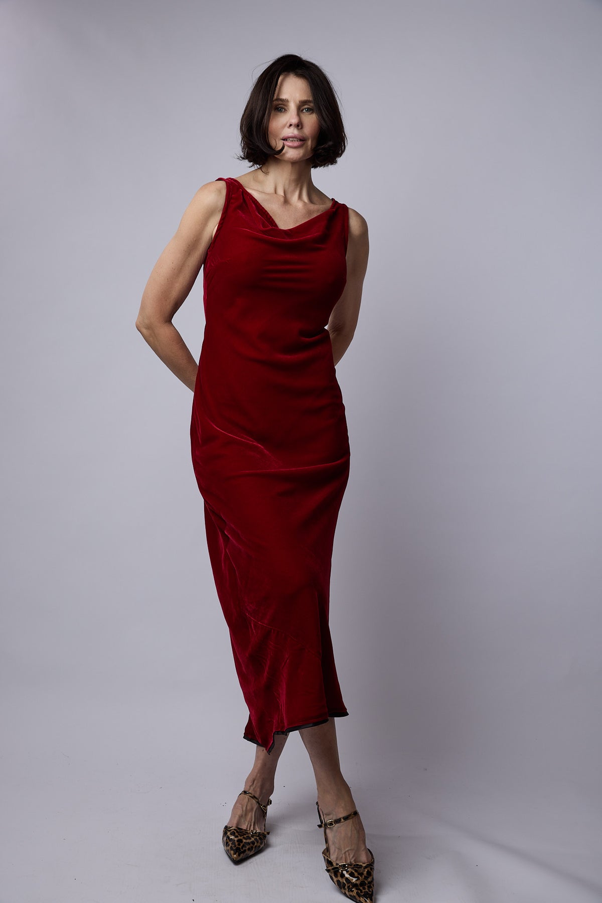 Clarabelle Silk Velvet Dress Red