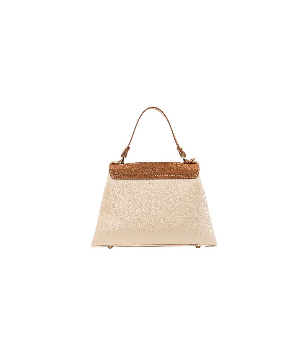 BIDINIS Lisa Mini top handle leather bag Off white/tan