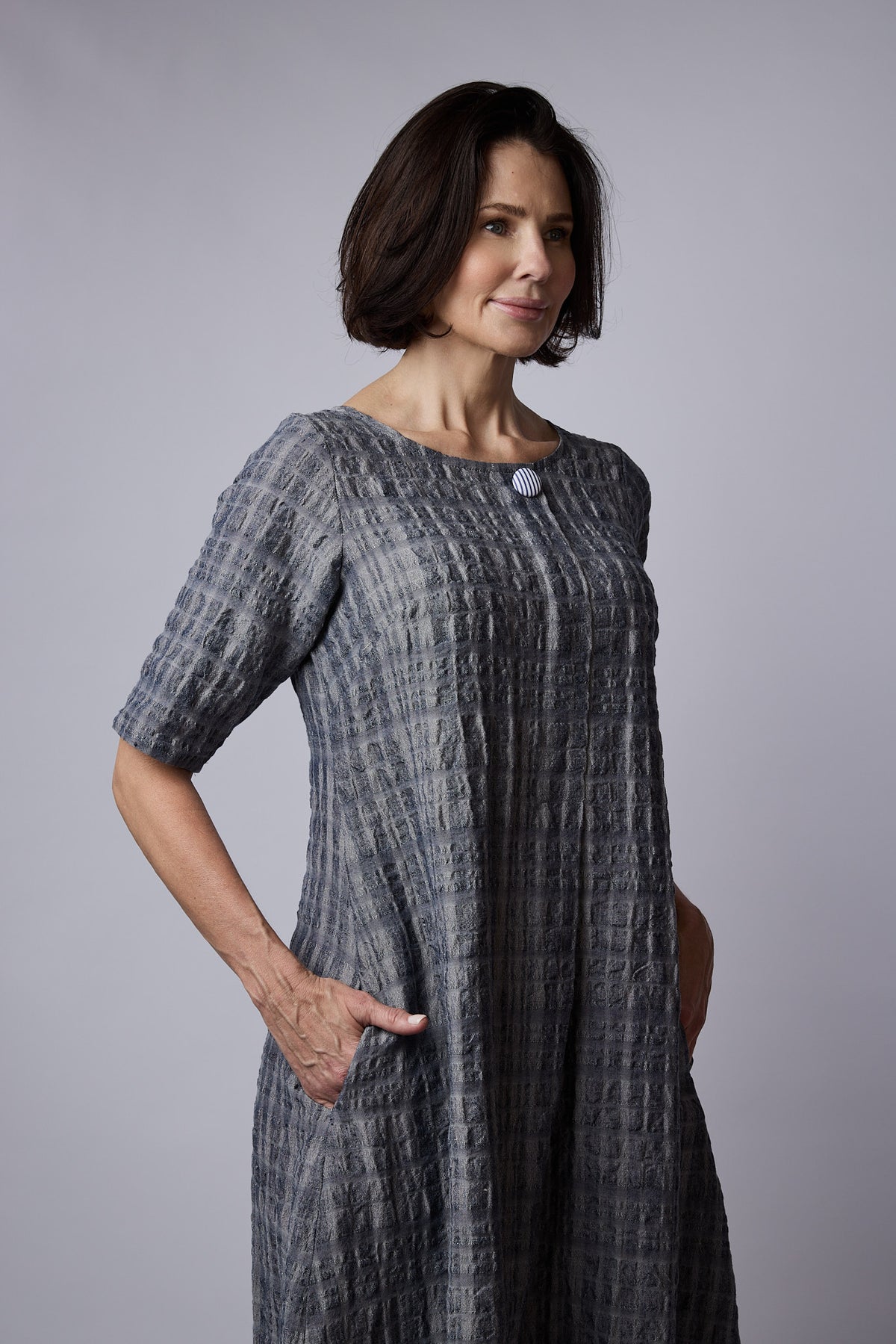 Dakota dress Smoke Textured linen
