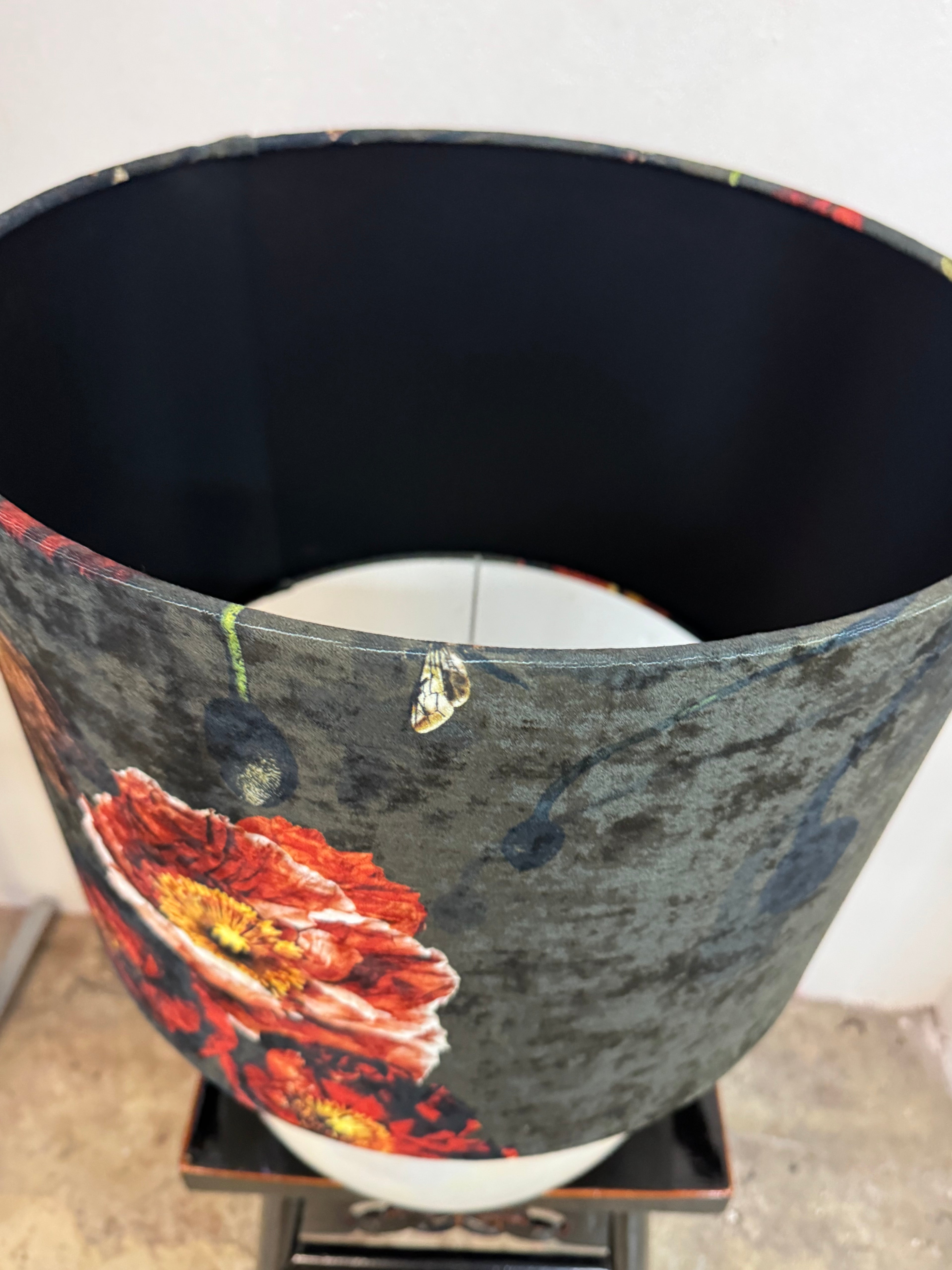 LAMP Olive Grove chenille shade pearlised ceramic base