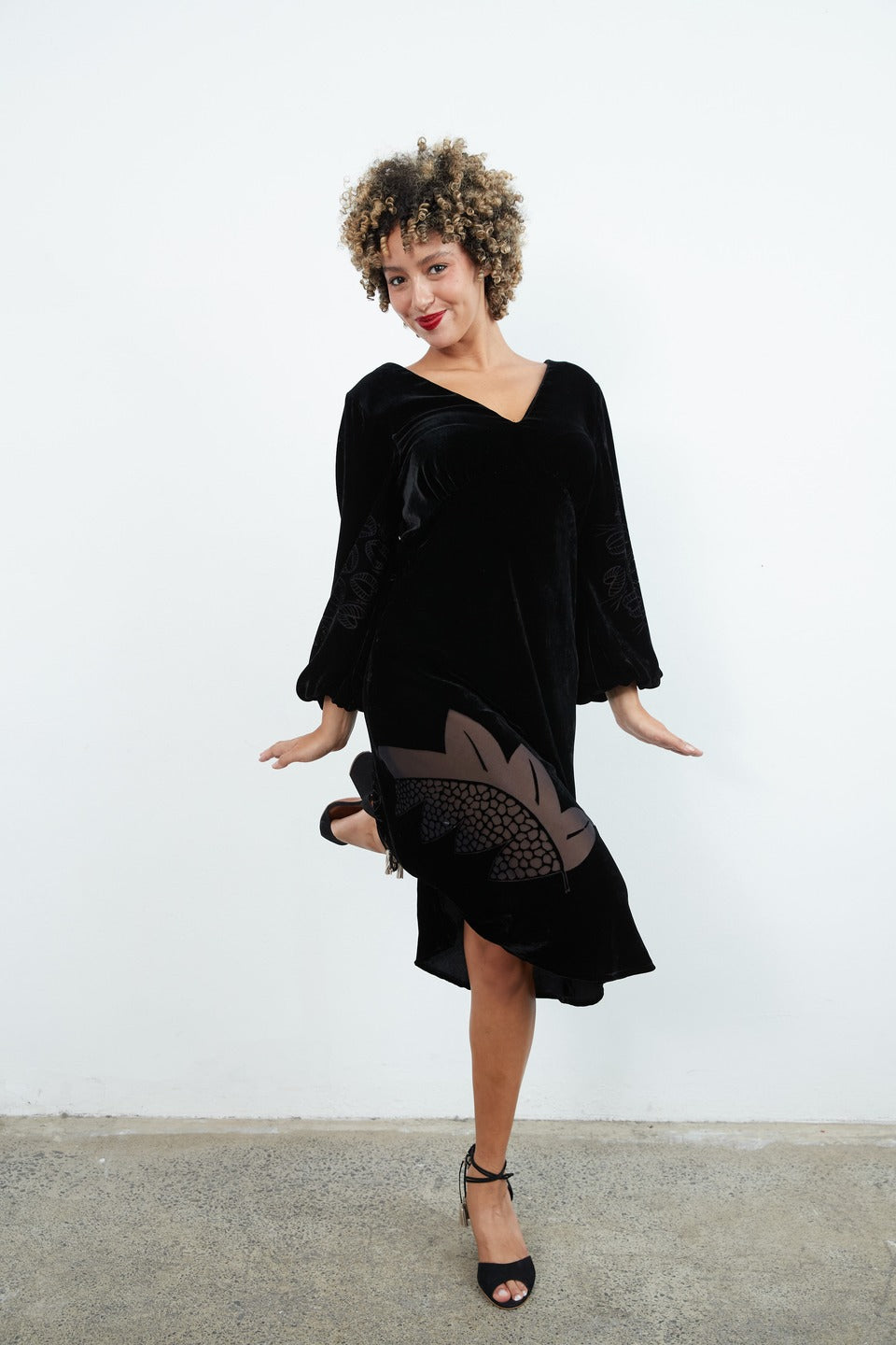 SYLVIA RILEY Rose devore velvet dress