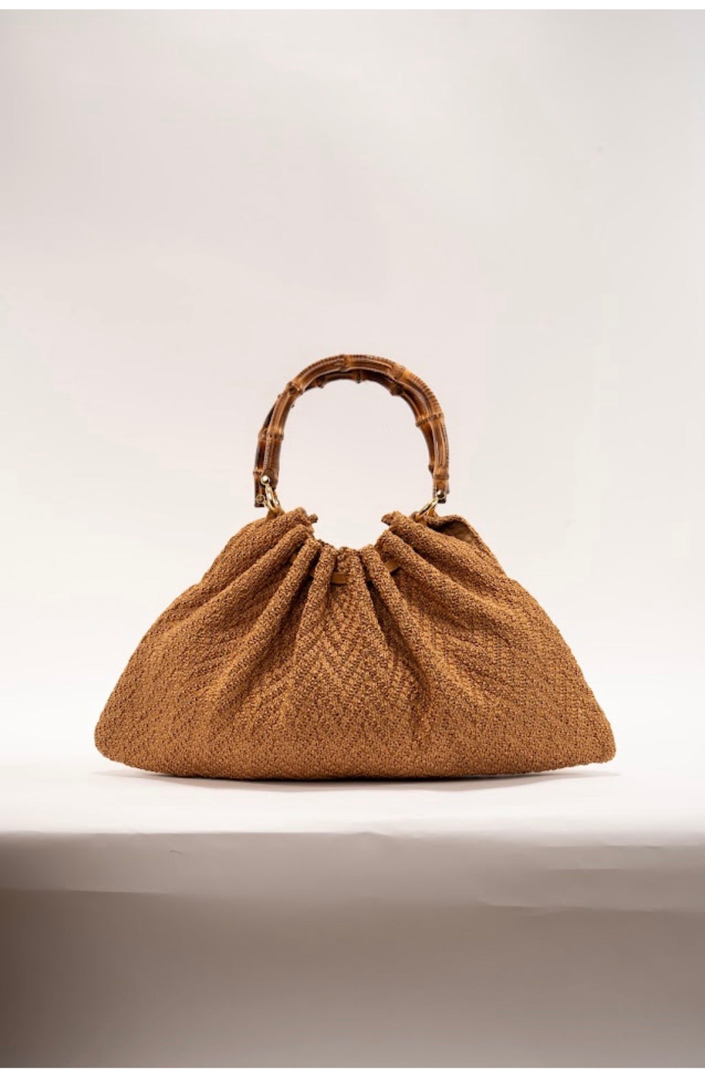 BIDINIS Caterina Medium Raffia Shopping Bag Textured Tobacco Brown
