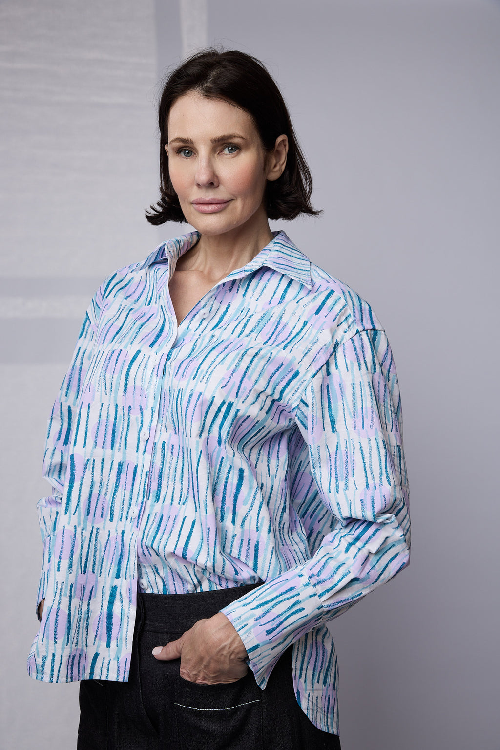 SYLVIA RILEY Calypso Shirt Sticks Print