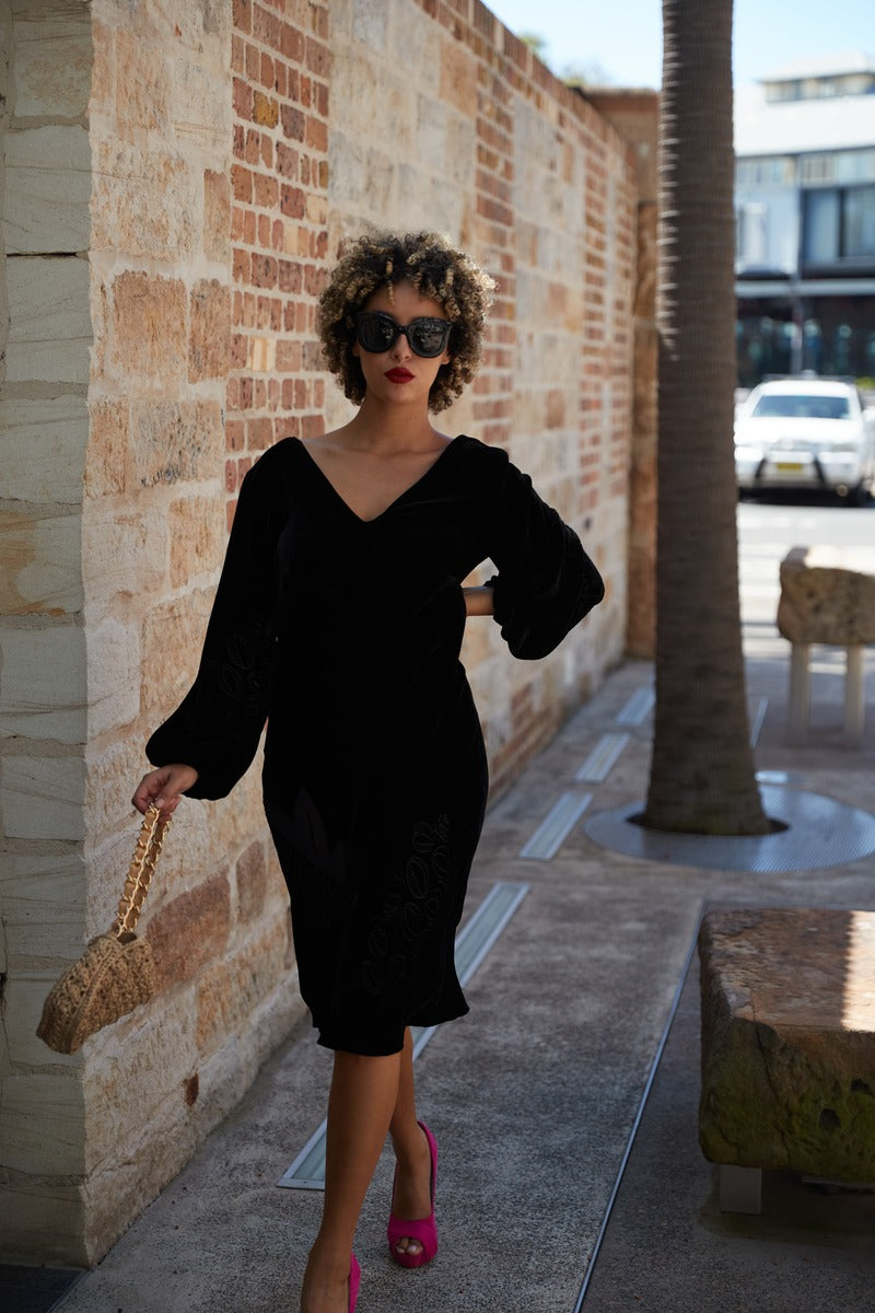 SYLVIA RILEY Rose devore velvet dress