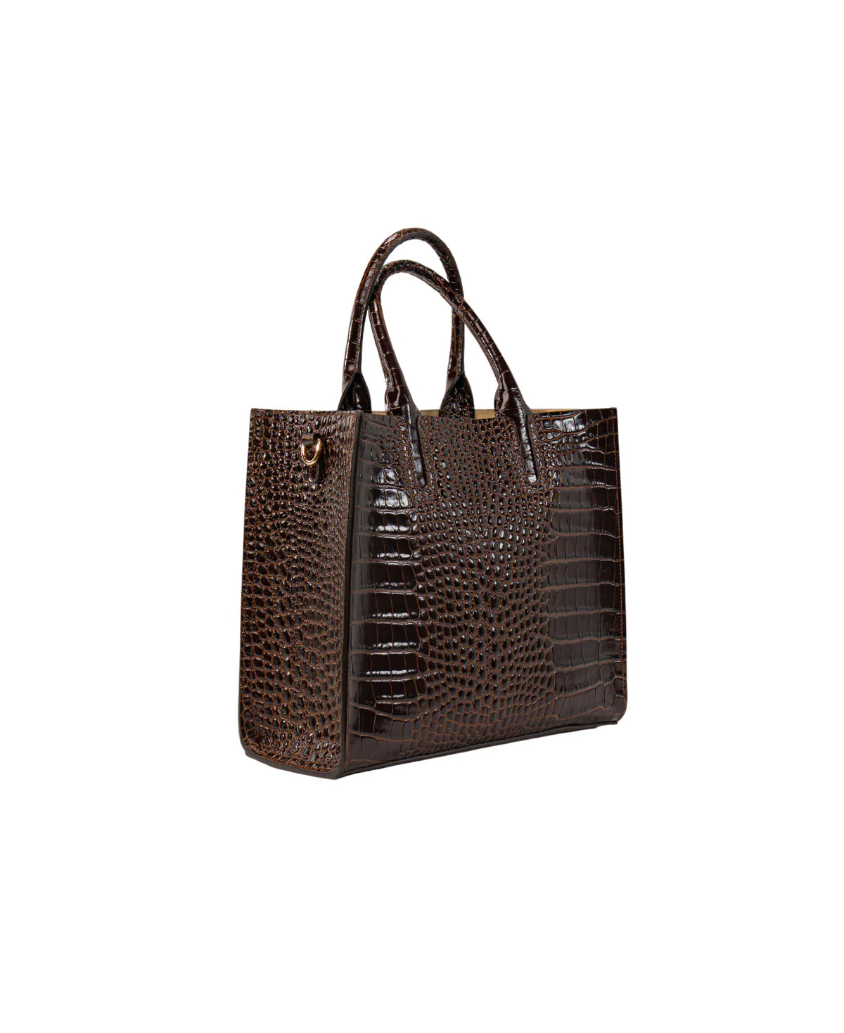 BIDINIS Florence Croc embossed Tote Dark Chocolate