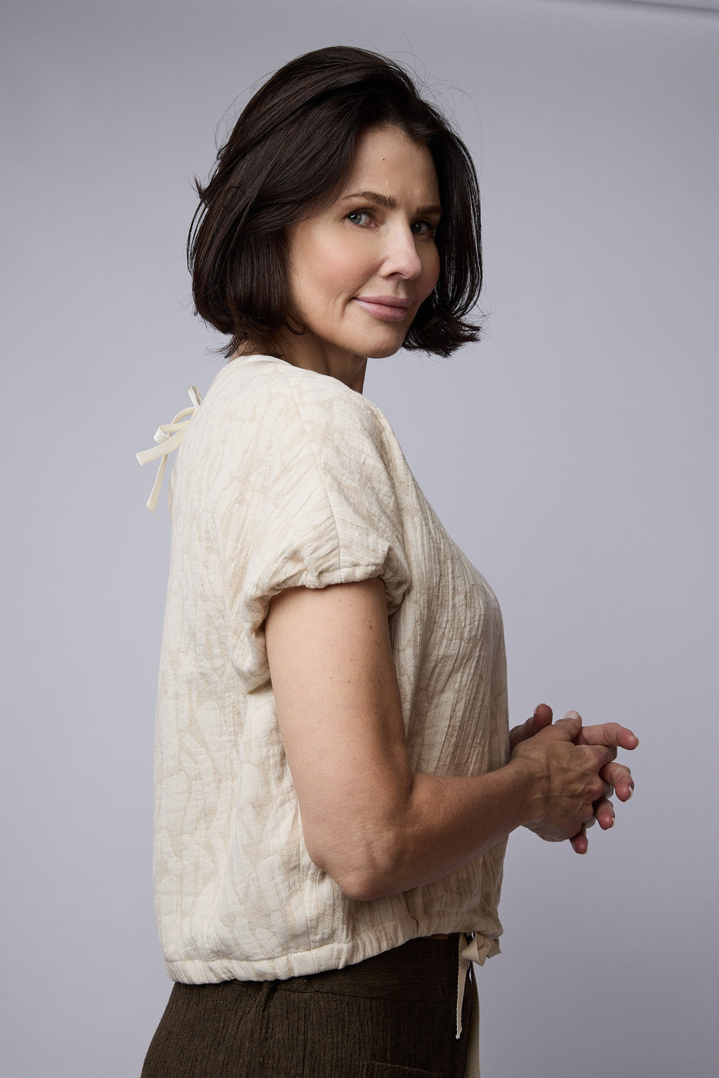 Anya Top Natural Jacquard