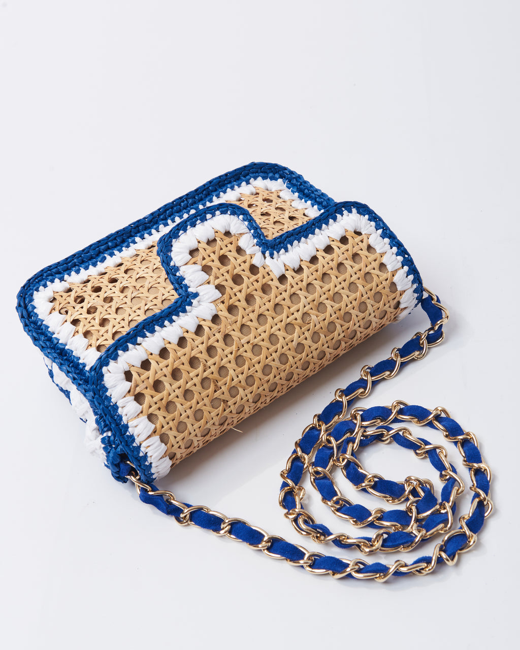 BIDINIS Ginevra Rattan and Raffia Bag in Medium