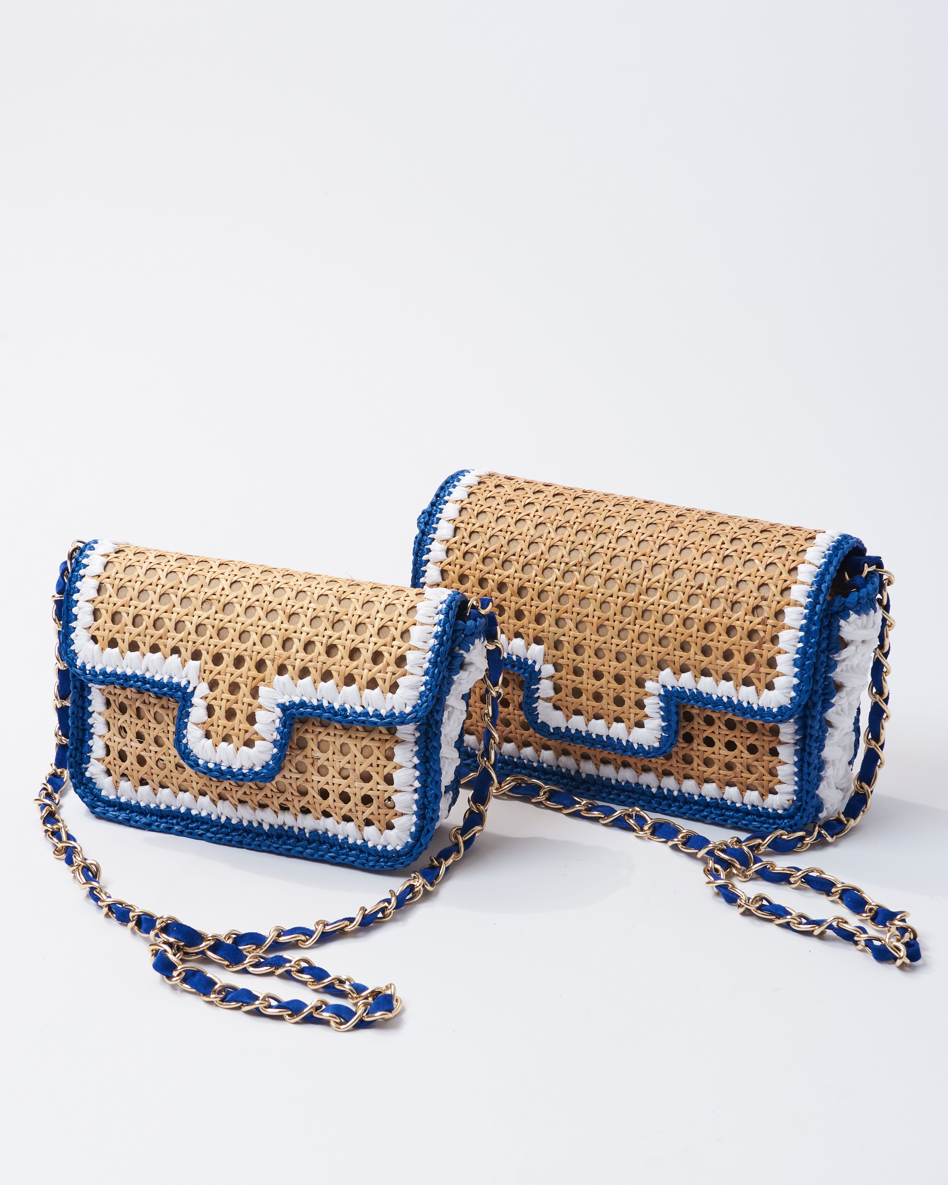 BIDINIS Ginevra Rattan and Raffia Bag in Medium
