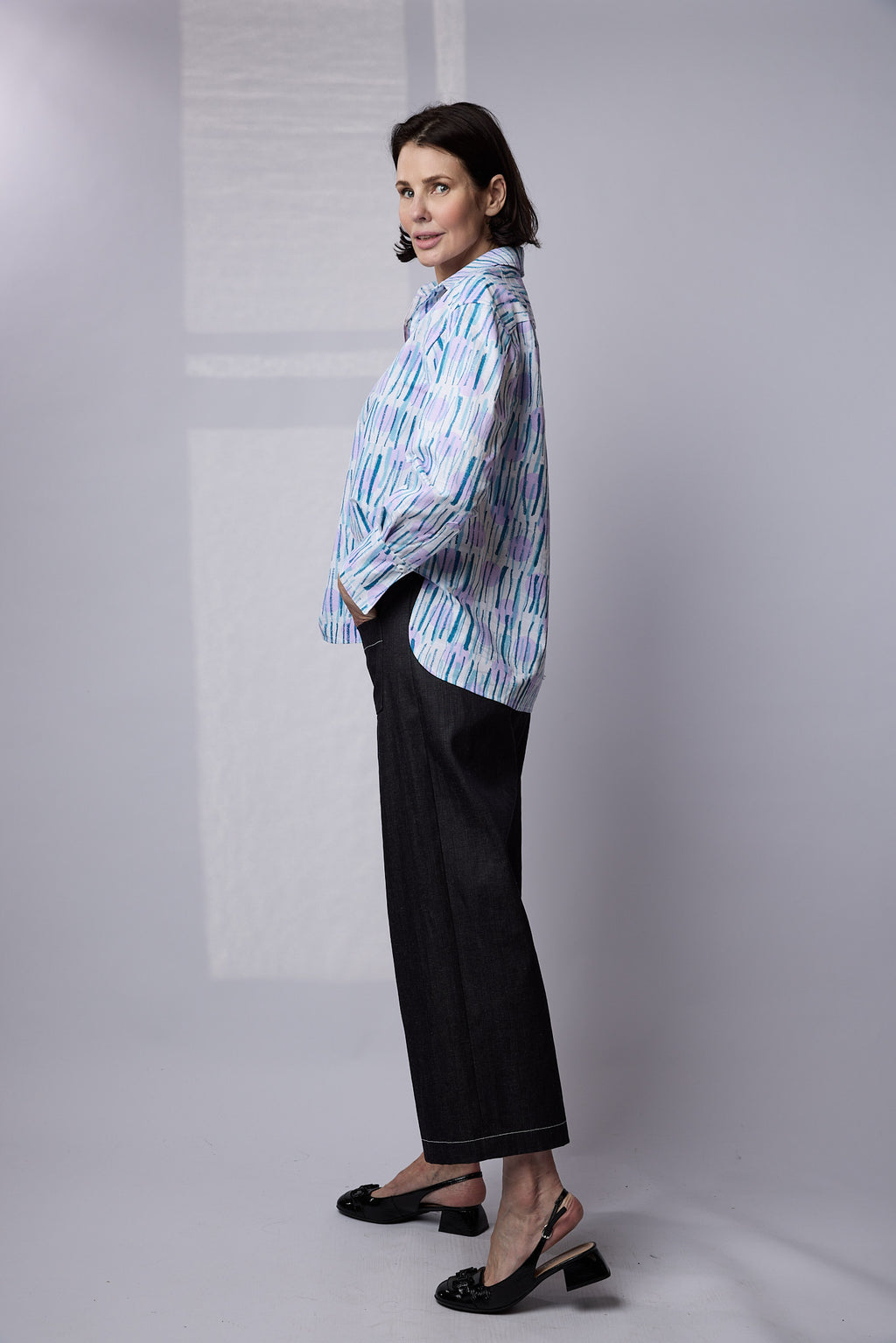 SYLVIA RILEY Calypso Shirt Sticks Print
