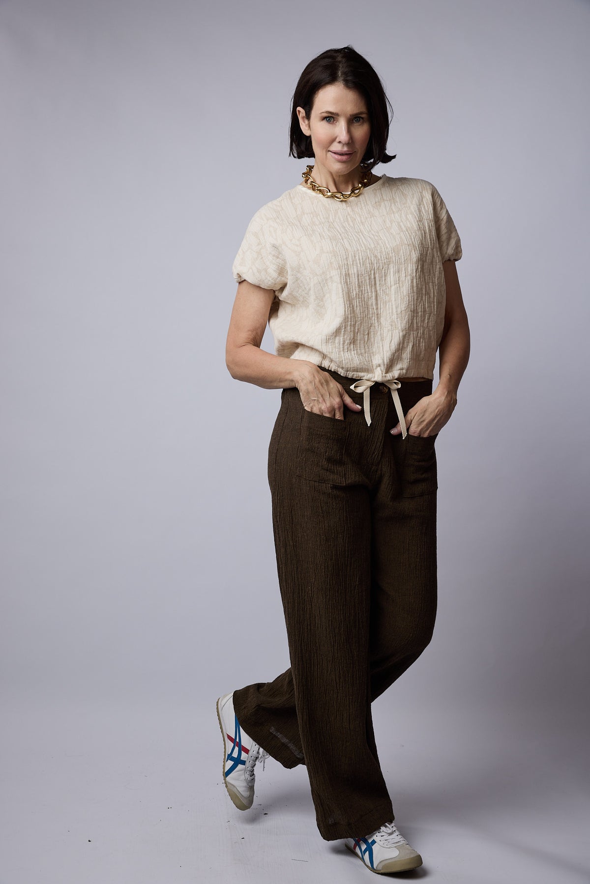Anya Top Natural Jacquard