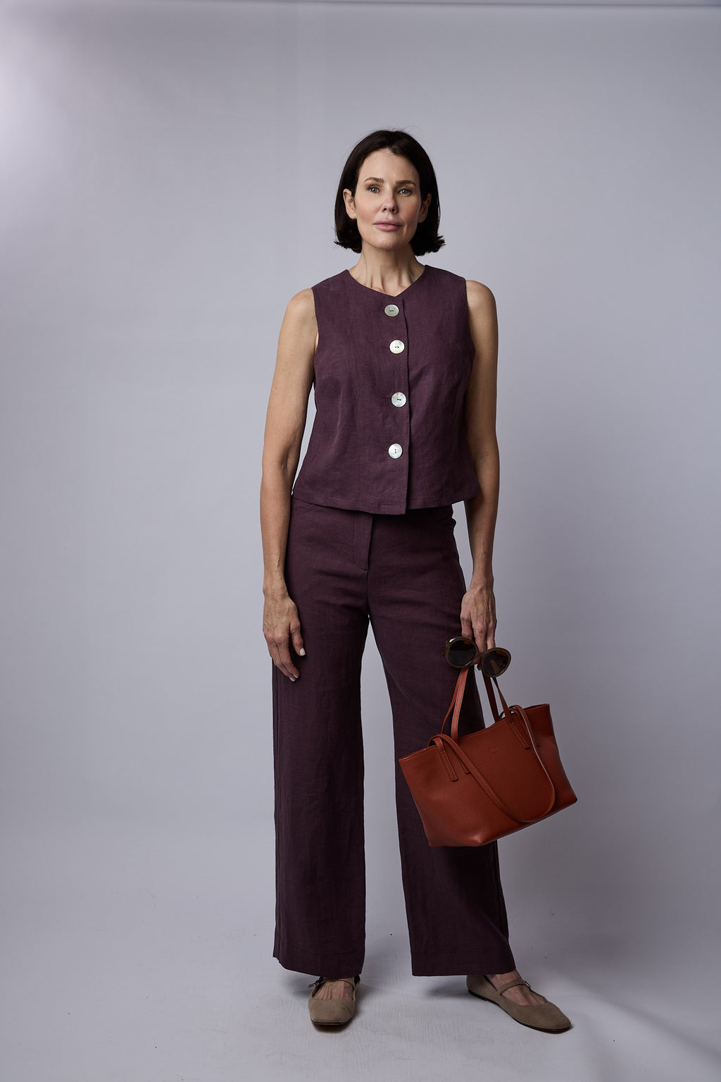 Florence Top Raisin linen