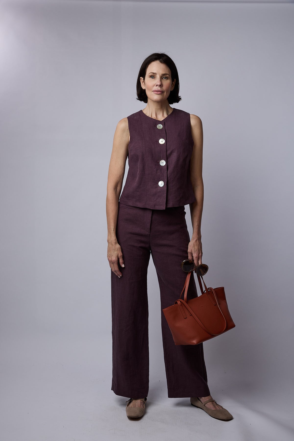 Florence Top Raisin linen